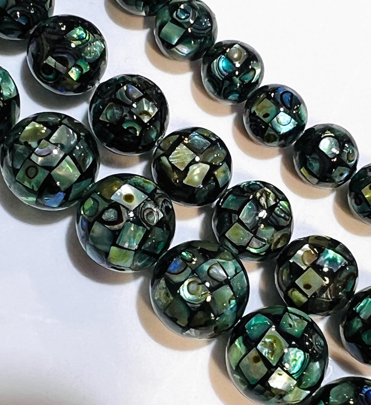 Natural Abalone Paua Shell Disco Ball Mosaic bead for jewelry making Beautiful blue green natural beads, 8, 10mm 12mm sold by 4 pcs, 8 pcs