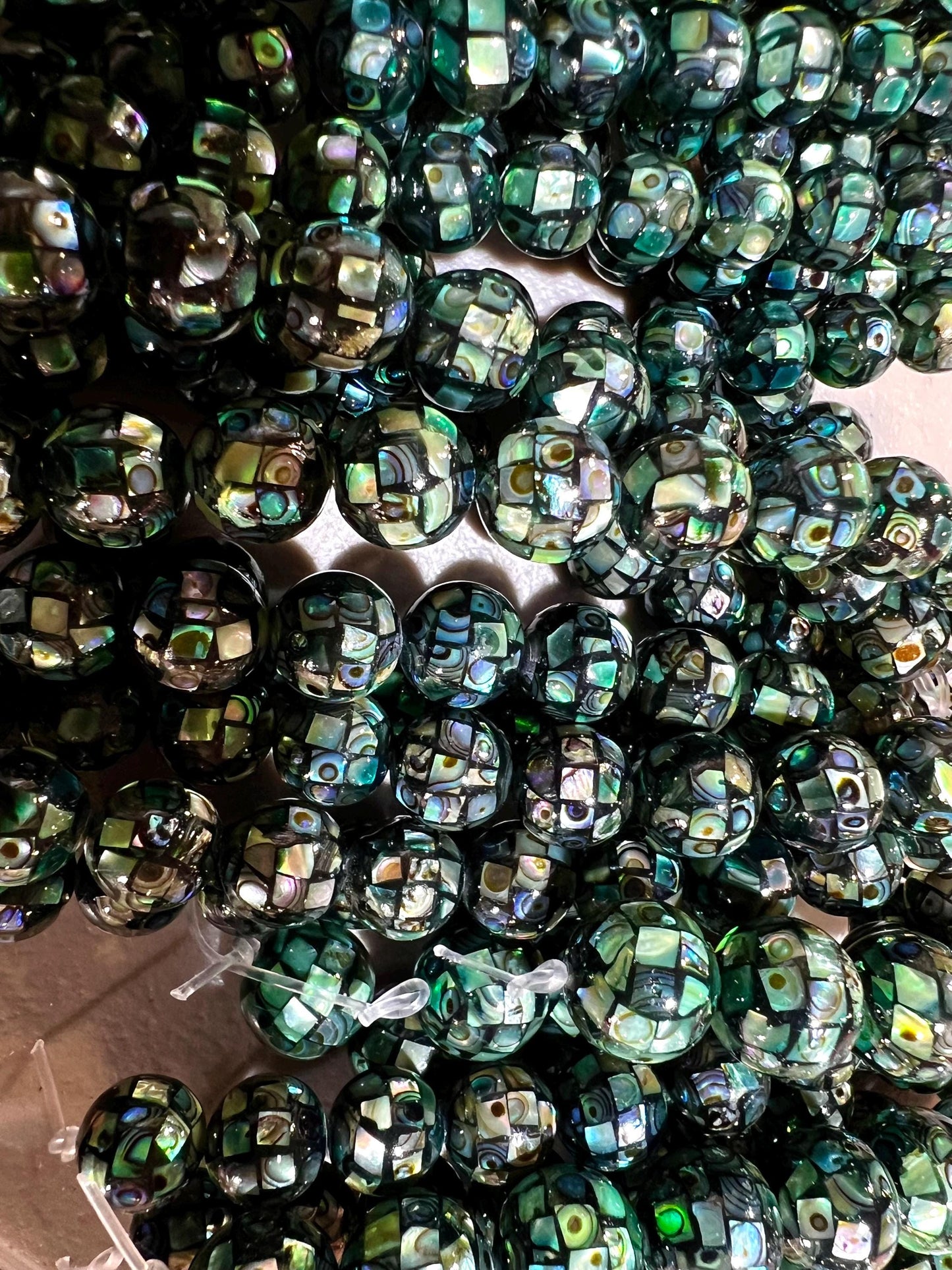 Natural Abalone Paua Shell Disco Ball Mosaic bead for jewelry making Beautiful blue green natural beads, 8, 10mm 12mm sold by 4 pcs, 8 pcs