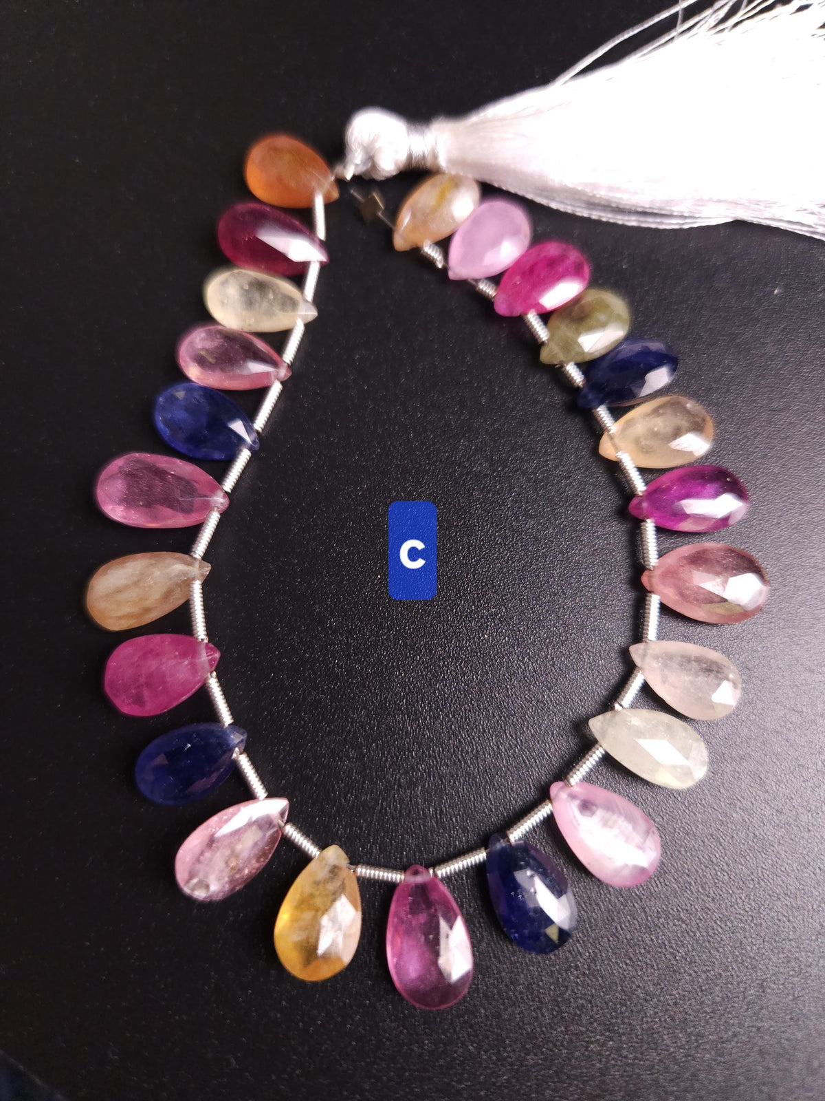 Multi Sapphire Large Pear Drop, Natural Pink Shaded Micro Faceted Peardrop, AAA clear Gemstone for jewelry making
