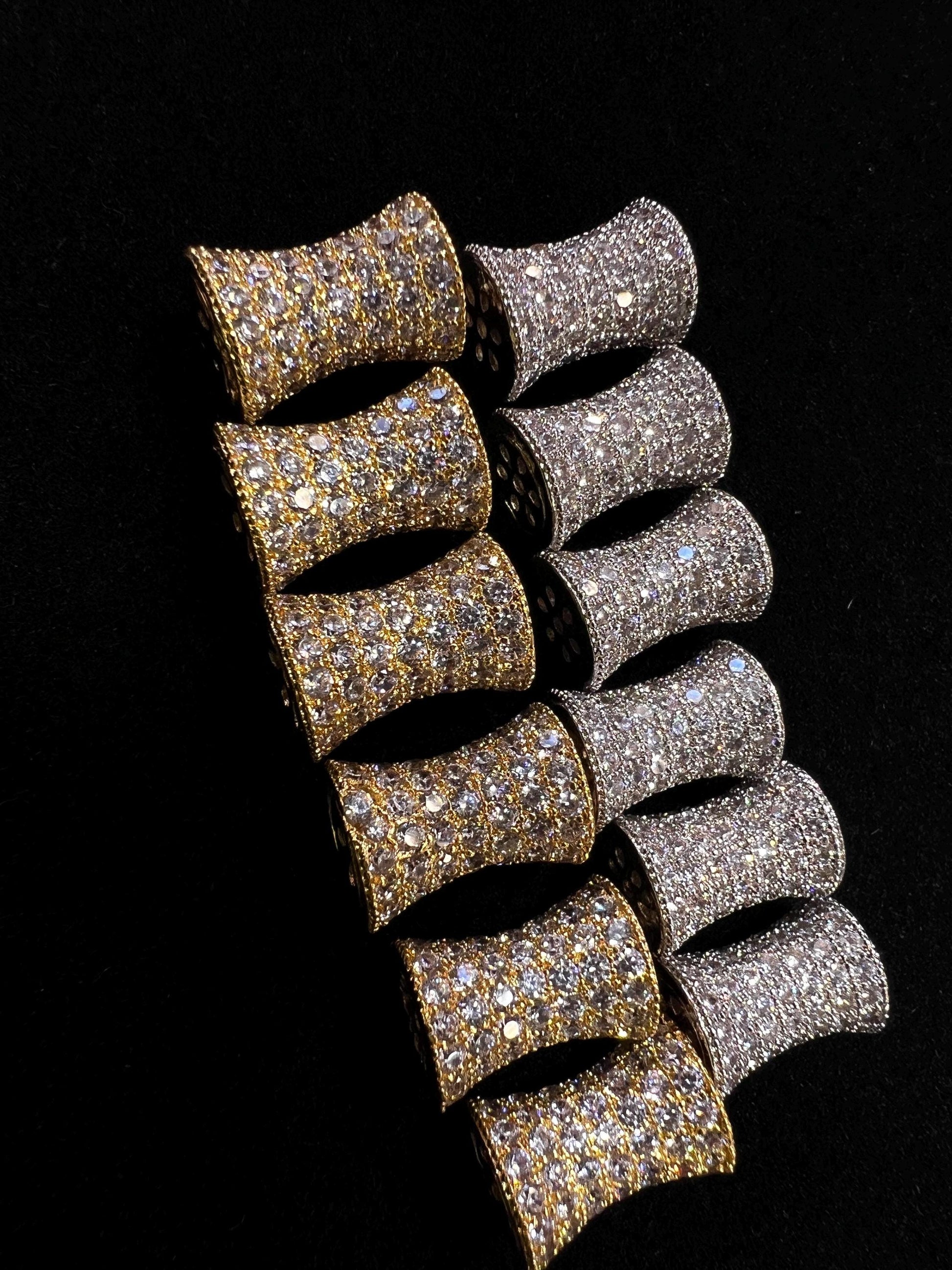CZ micro pave diamond drum Dog bone spacer Bead 9x12mm Victorian pattern high quality non Tarnish cubic Zirconia jewelry making charm