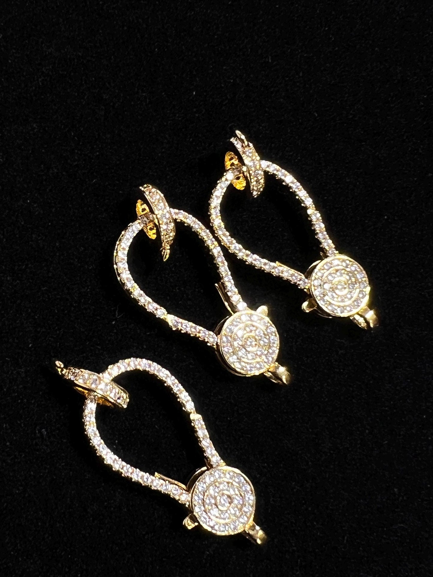 Micro Pave CZ diamond push in open lobster clasp with CZ ring Jewelry making fancy clasp 1pc. Double sided CZ Diamond all around