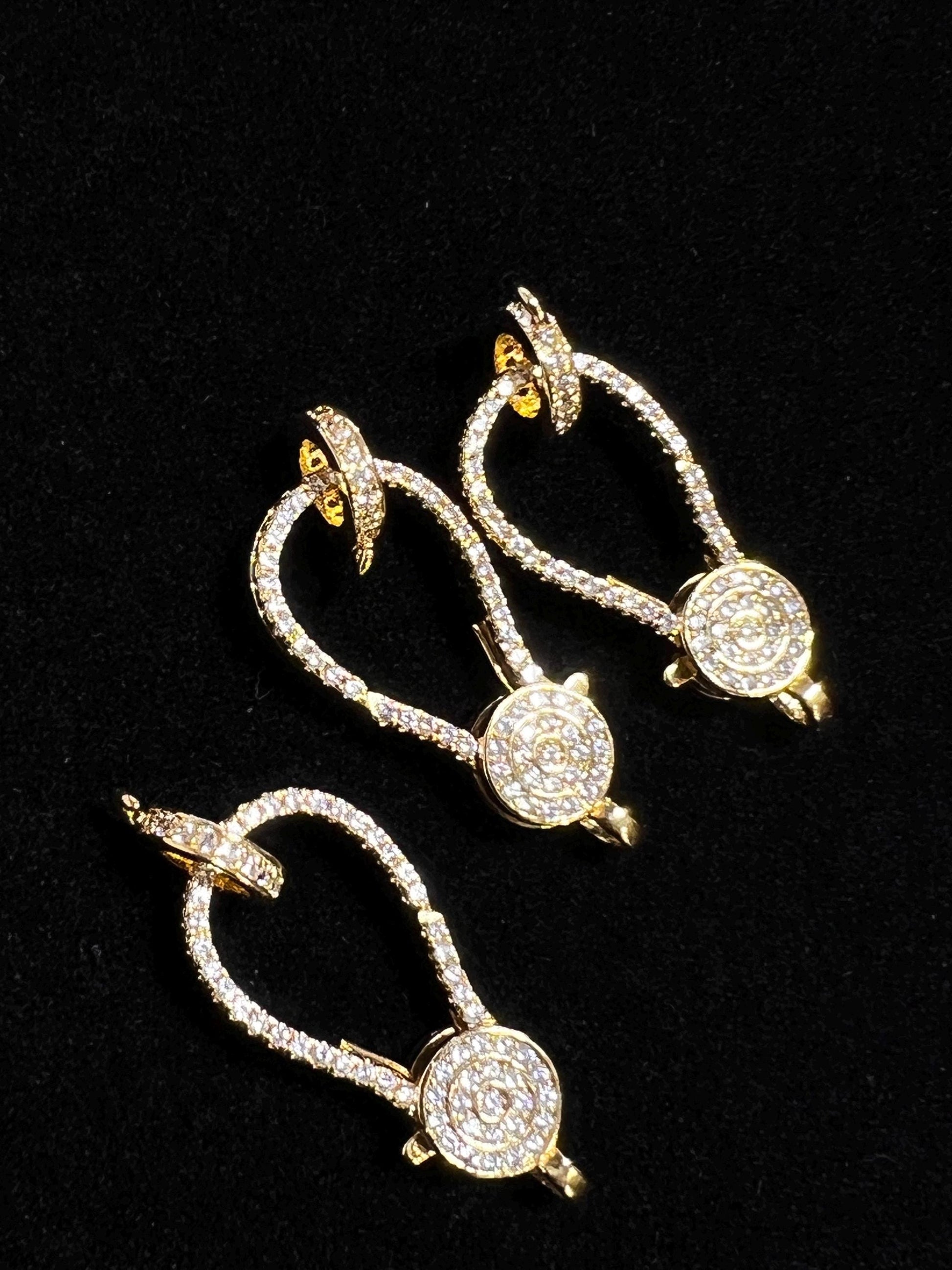Micro Pave CZ diamond push in open lobster clasp with CZ ring Jewelry making fancy clasp 1pc. Double sided CZ Diamond all around