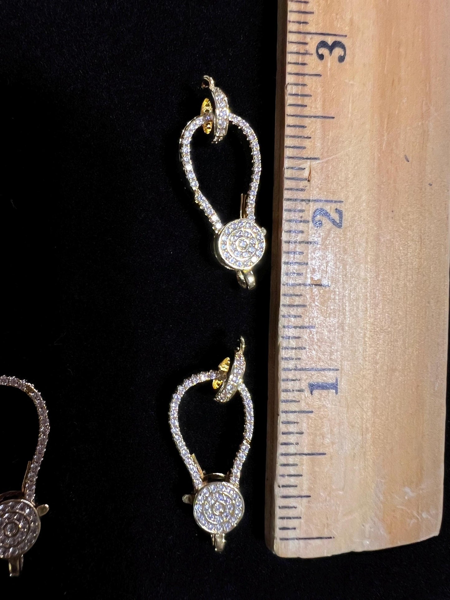 Micro Pave CZ diamond push in open lobster clasp with CZ ring Jewelry making fancy clasp 1pc. Double sided CZ Diamond all around