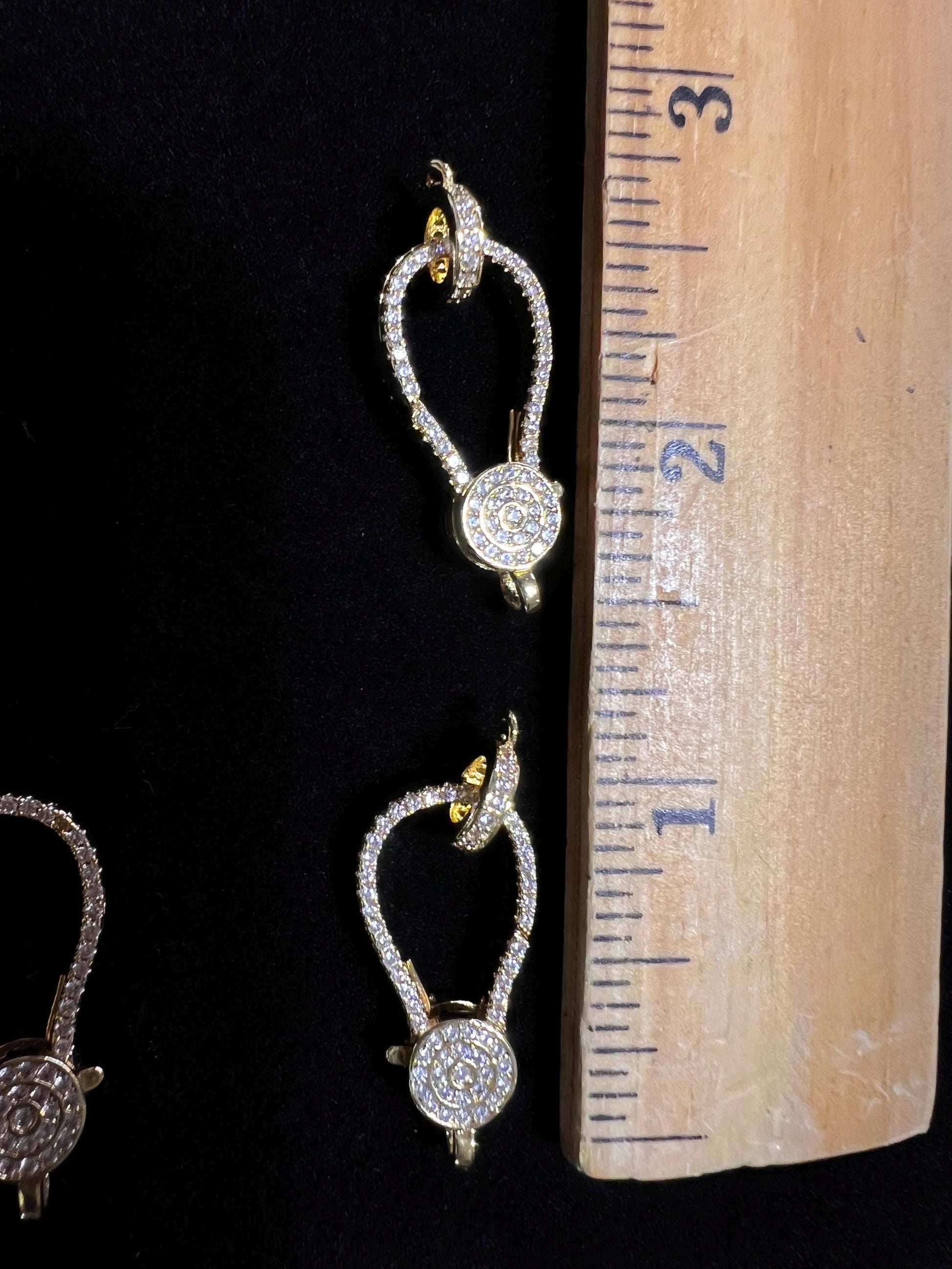 Micro Pave CZ diamond push in open lobster clasp with CZ ring Jewelry making fancy clasp 1pc. Double sided CZ Diamond all around