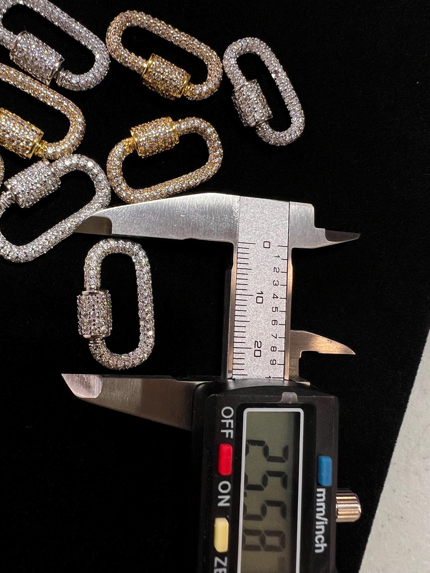 Cubic Zirconia CZ Diamond Micro Pave Carabiner Screw open Clasp Jewelry making fancy clasp 1pc, 24mm Long