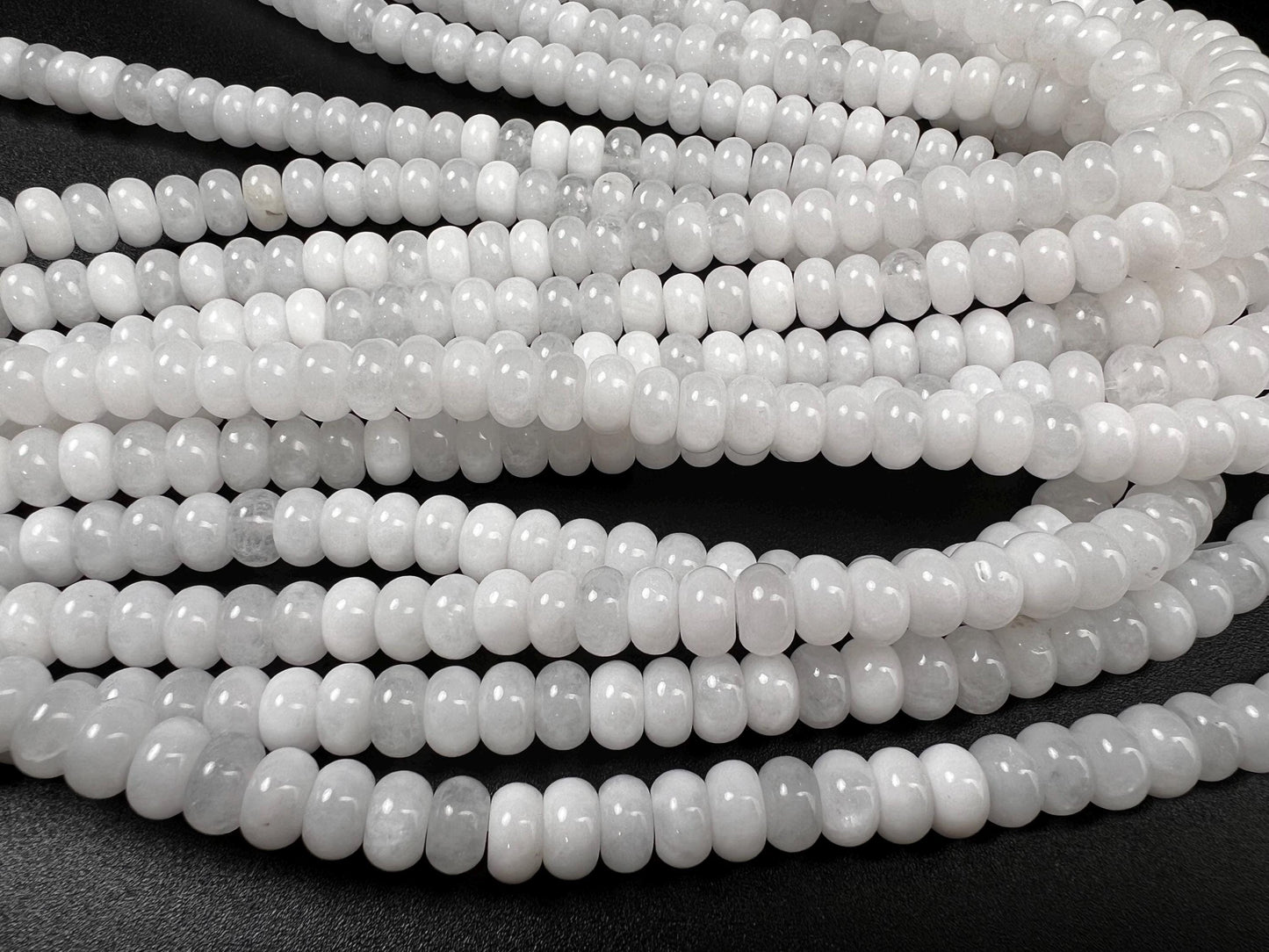 Natural White agate 8mm Smooth Roundel Milky White gemstone beads 14.5” Full strand ,Single/Bulk