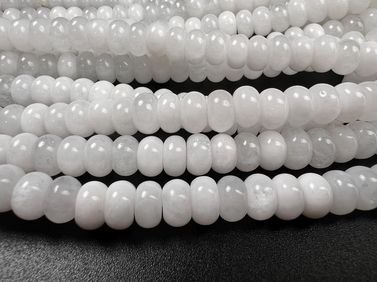 Natural White agate 8mm Smooth Roundel Milky White gemstone beads 14.5” Full strand ,Single/Bulk