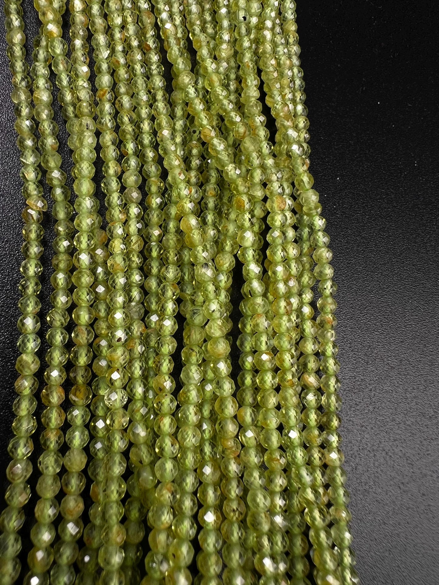 Natural Peridot 3mm Faceted Round Beads for Jewelry Making 15” full strand