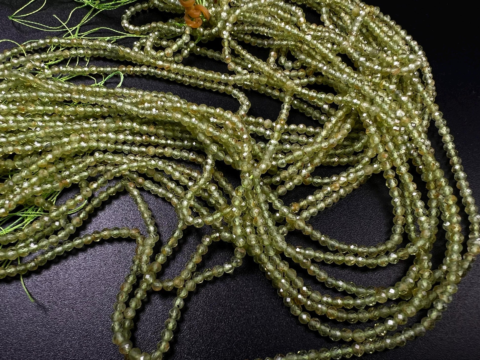 Natural Peridot 3mm Faceted Round Beads for Jewelry Making 15” full strand