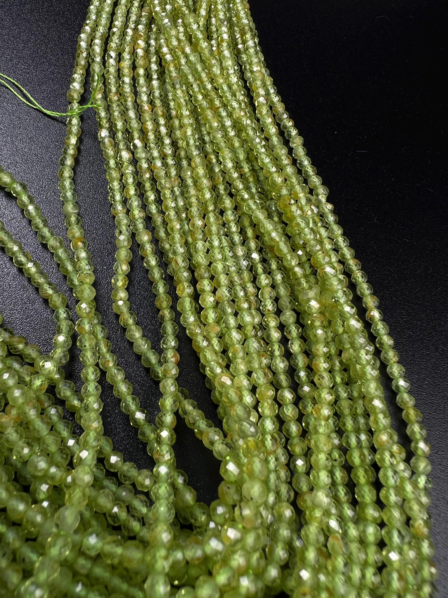 Natural Peridot 3mm Faceted Round Beads for Jewelry Making 15” full strand