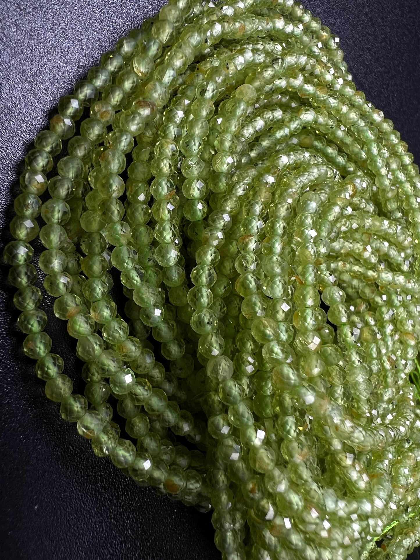 Natural Peridot 3mm Faceted Round Beads for Jewelry Making 15” full strand