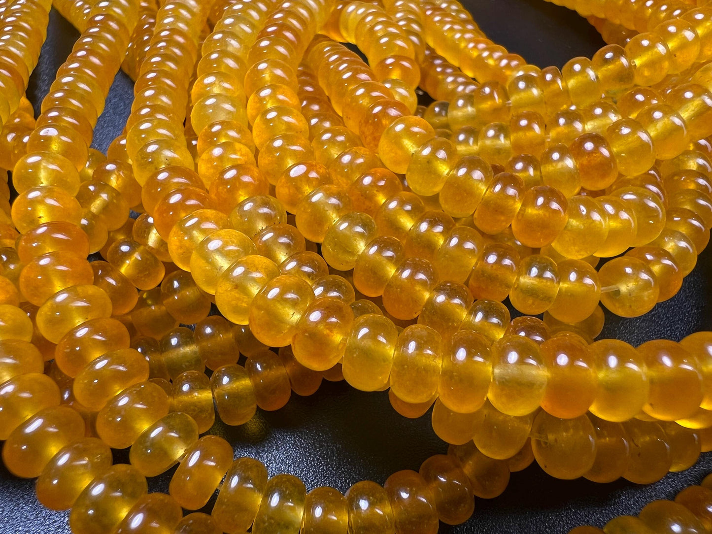 Natural yellow Agate 6mm Smooth Roundel beads. Good Quality for jewelry making 15” full strand