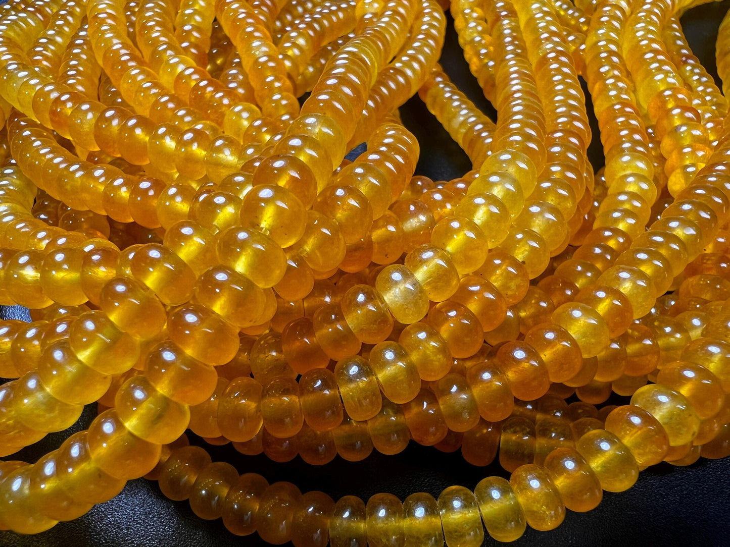 Natural yellow Agate 6mm Smooth Roundel beads. Good Quality for jewelry making 15” full strand