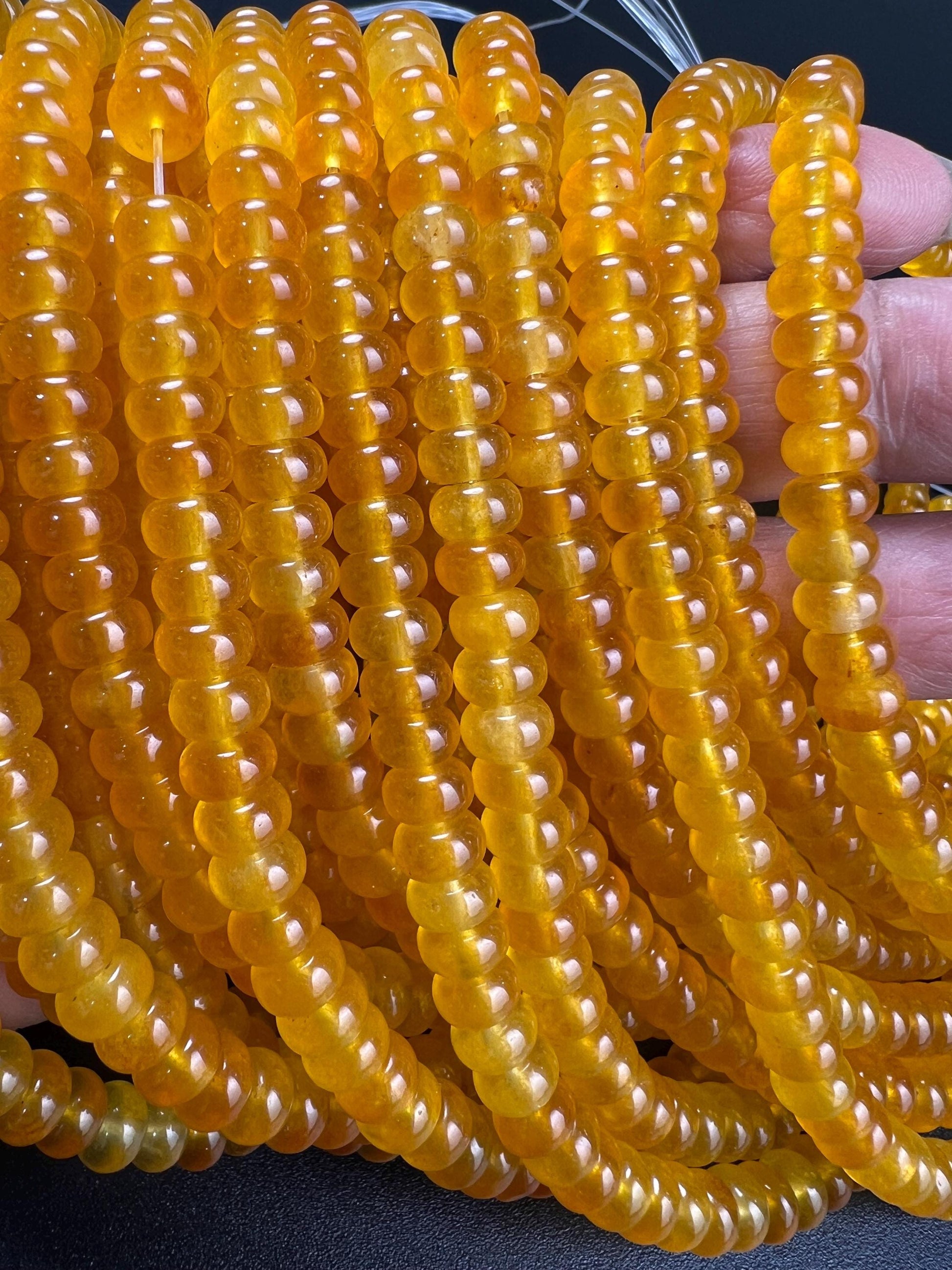 Natural yellow Agate 6mm Smooth Roundel beads. Good Quality for jewelry making 15” full strand