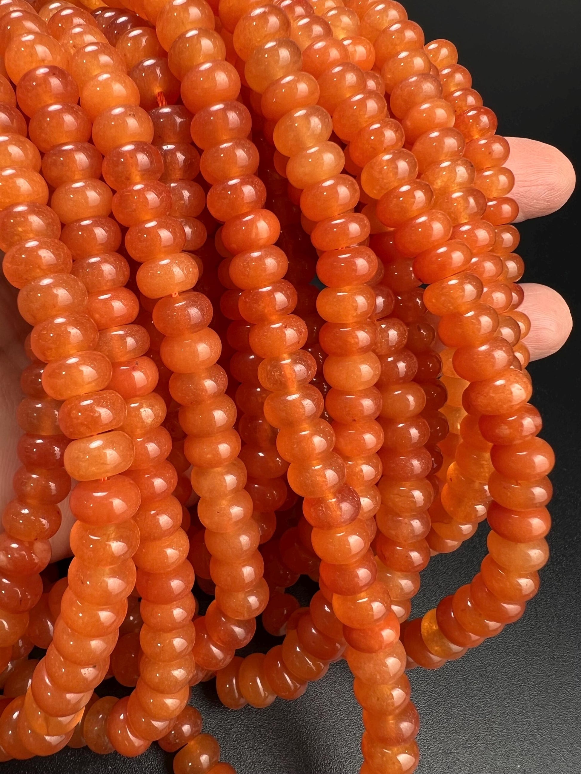 Natural Orange Aventurine 8mm smooth Roundel bead for jewelry making, high quality 14.5” full strand