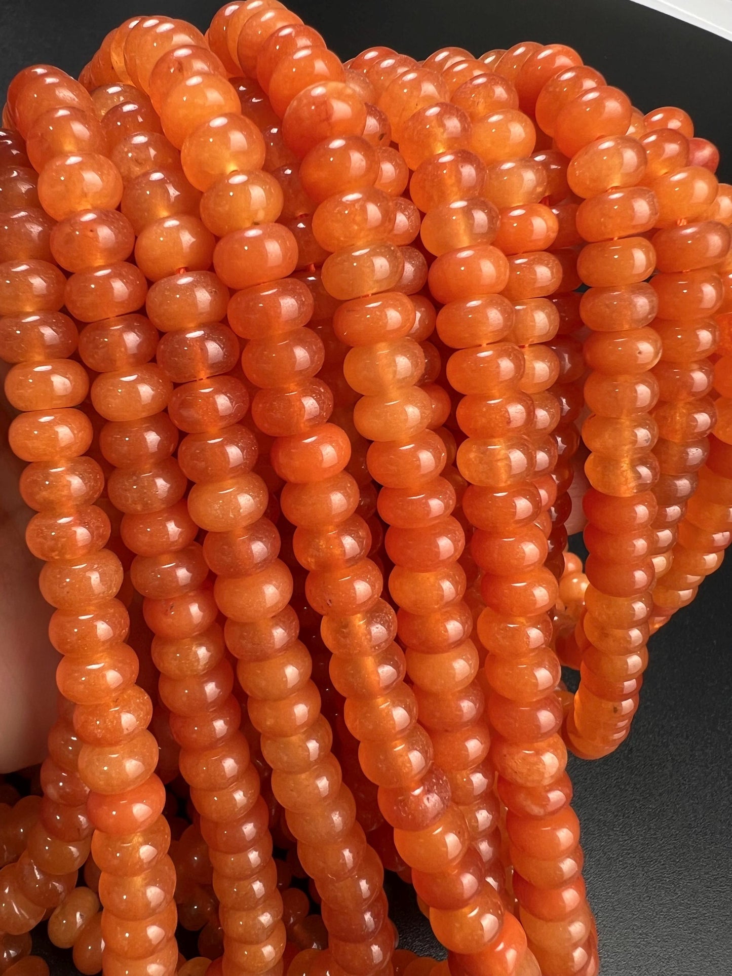 Natural Orange Aventurine 8mm smooth Roundel bead for jewelry making, high quality 14.5” full strand