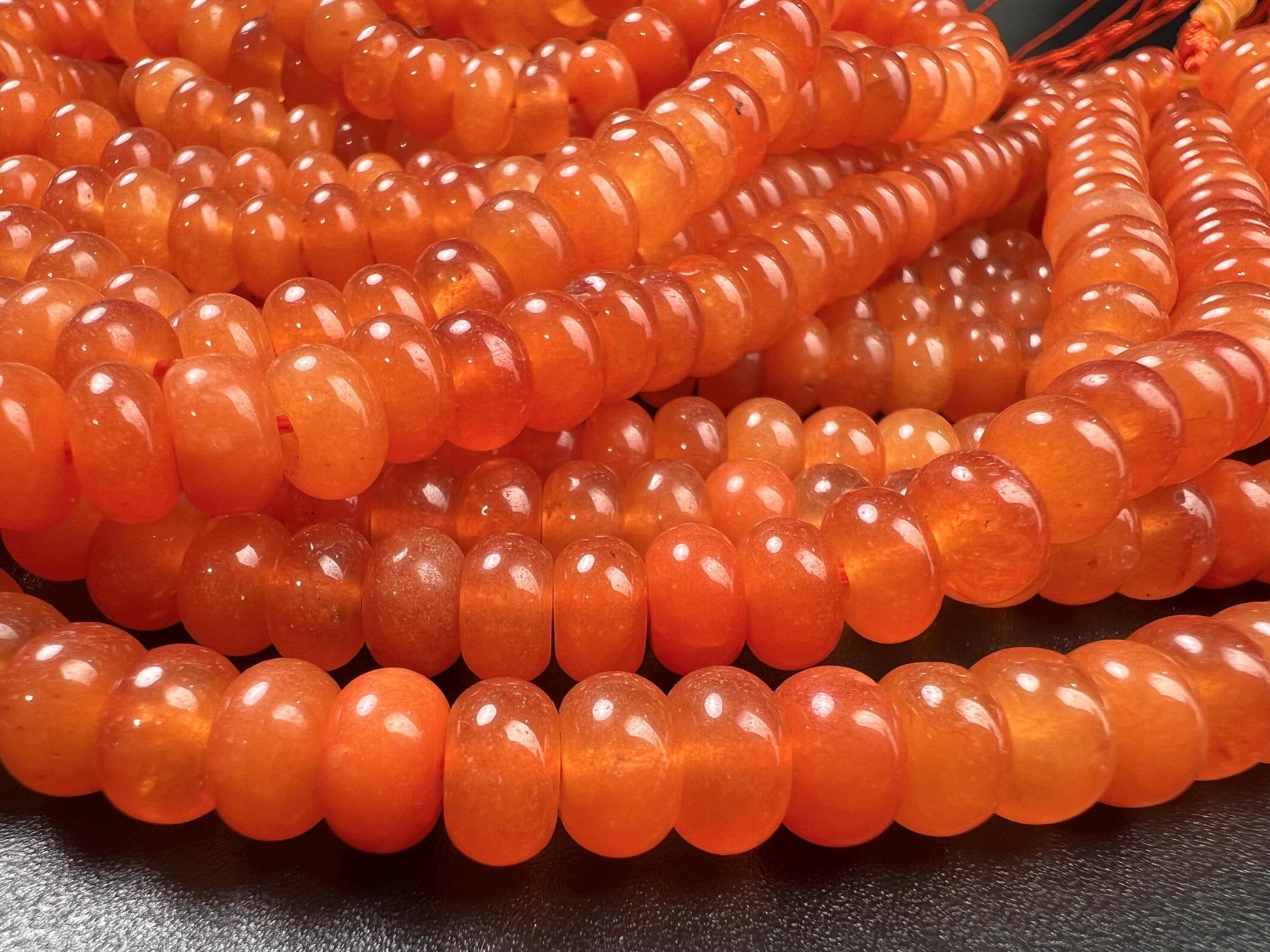 Natural Orange Aventurine 8mm smooth Roundel bead for jewelry making, high quality 14.5” full strand