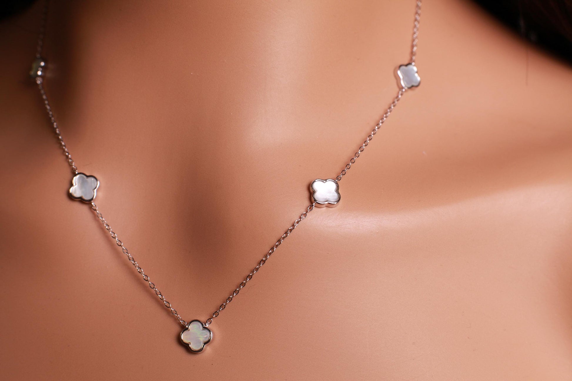 925 Sterling Silver, Gold Vermeil White Mother of Pearl Flower Charm 8.5mm long, charm 5pcs Adjustable 16”,17",18" MOP necklace