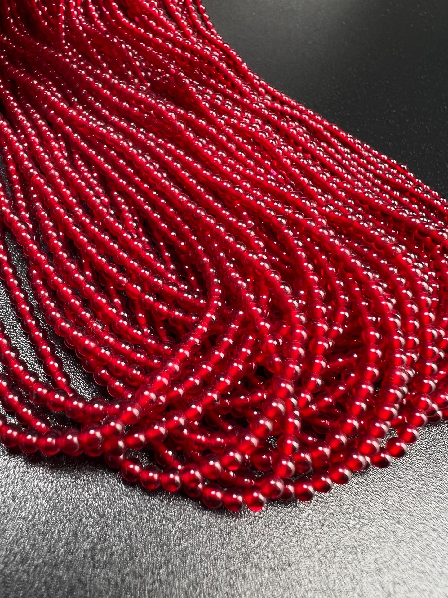 Natural Ruby Quartz Smooth round 2.2mm Dark red Gemstone Beads for jewelry Making 14" Full strand