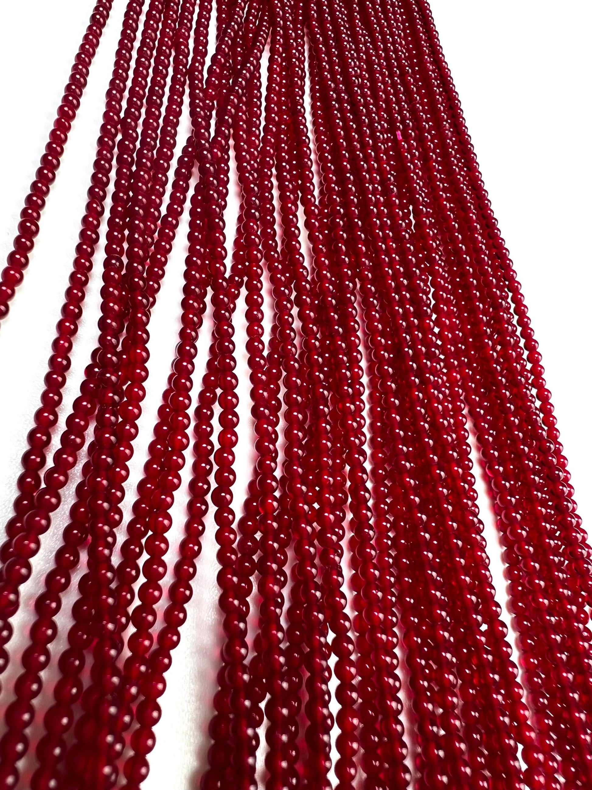 Natural Ruby Quartz Smooth round 2.2mm Dark red Gemstone Beads for jewelry Making 14" Full strand