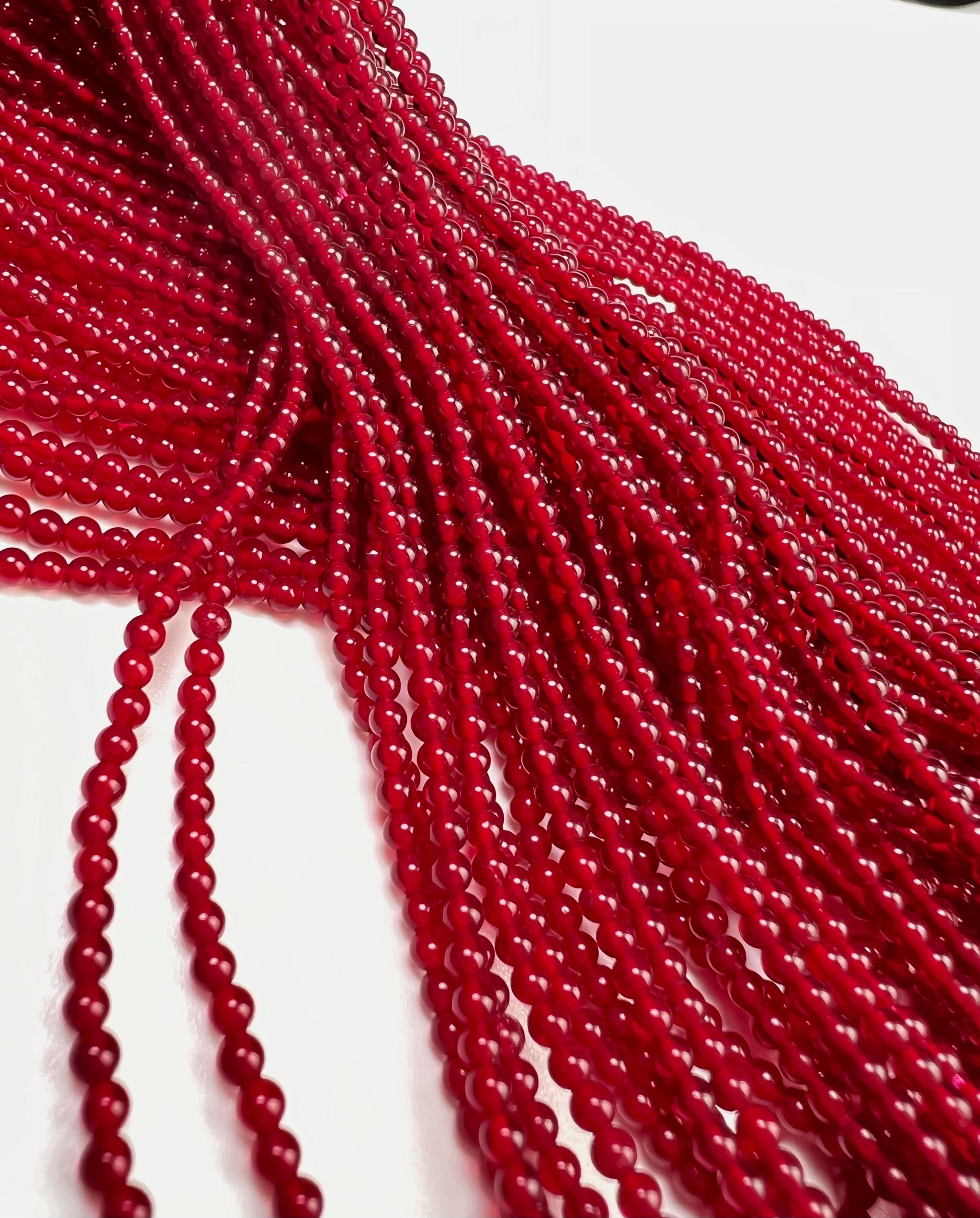 Ruby Quartz Smooth round 2.2mm Dark red Gemstone Beads for jewelry Making 14" Full strand
