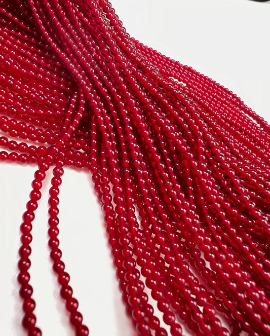 Ruby Quartz Smooth round 2.2mm Dark red Gemstone Beads for jewelry Making 14" Full strand