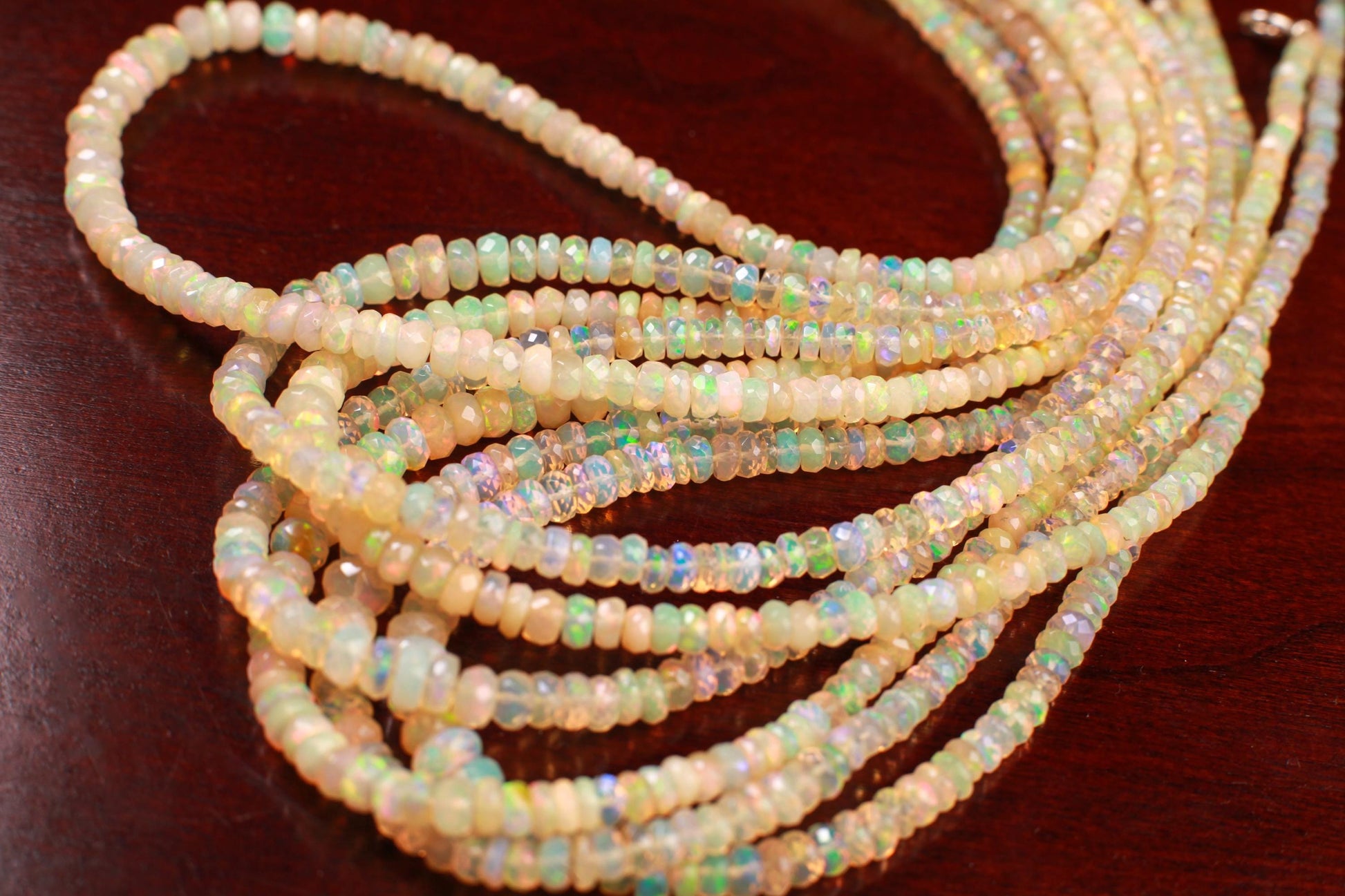 Genuine Ethiopian Fire Opal, Welo Opal 3.5-6mm Graduated Faceted AAA quality Fiery Opal 925 Sterling Silver rhodium 17" Necklace 925 stamped