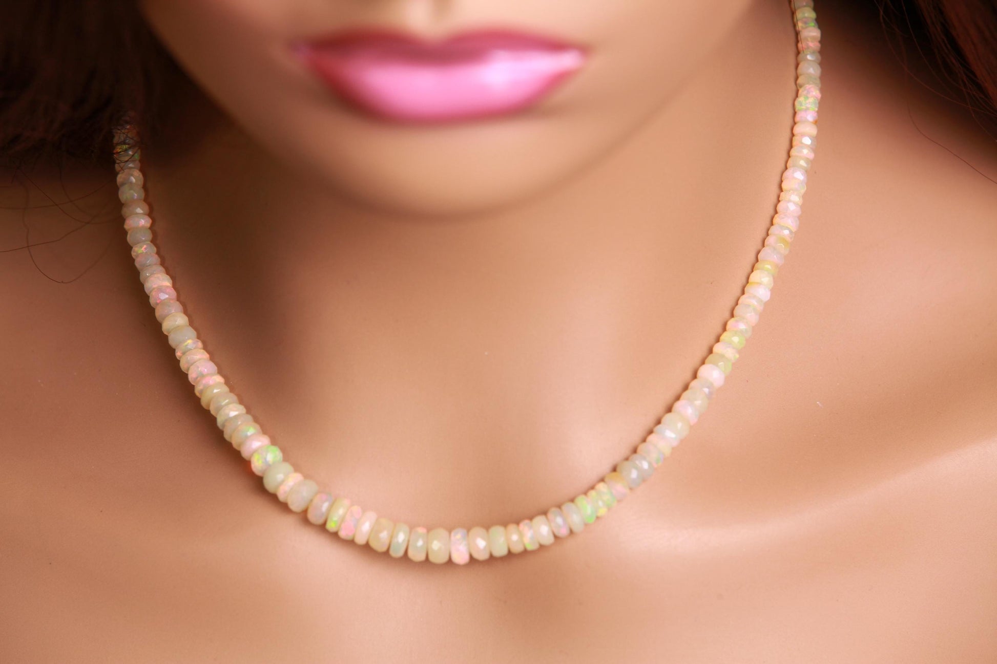 Genuine Ethiopian Fire Opal, Welo Opal 3.5-6mm Graduated Faceted AAA quality Fiery Opal 925 Sterling Silver rhodium 17" Necklace 925 stamped