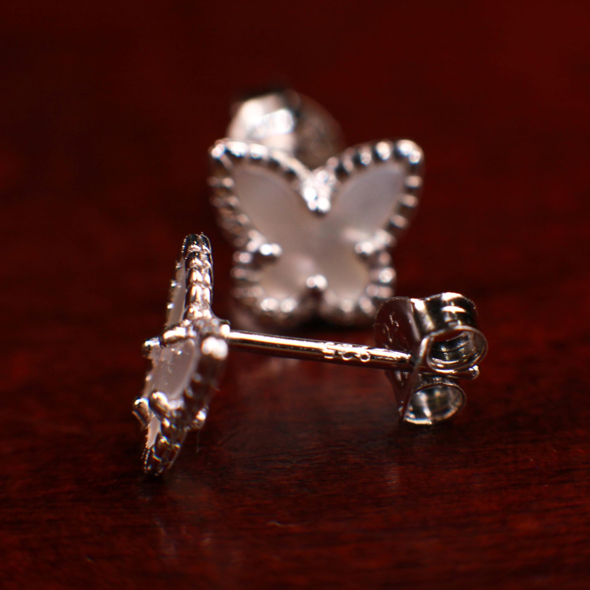 White Mother of Pearl 8mm Butterfly 925 Sterling Silver Post earrings, Bridesmaid, bridal, wedding, Gift, 925 stamped