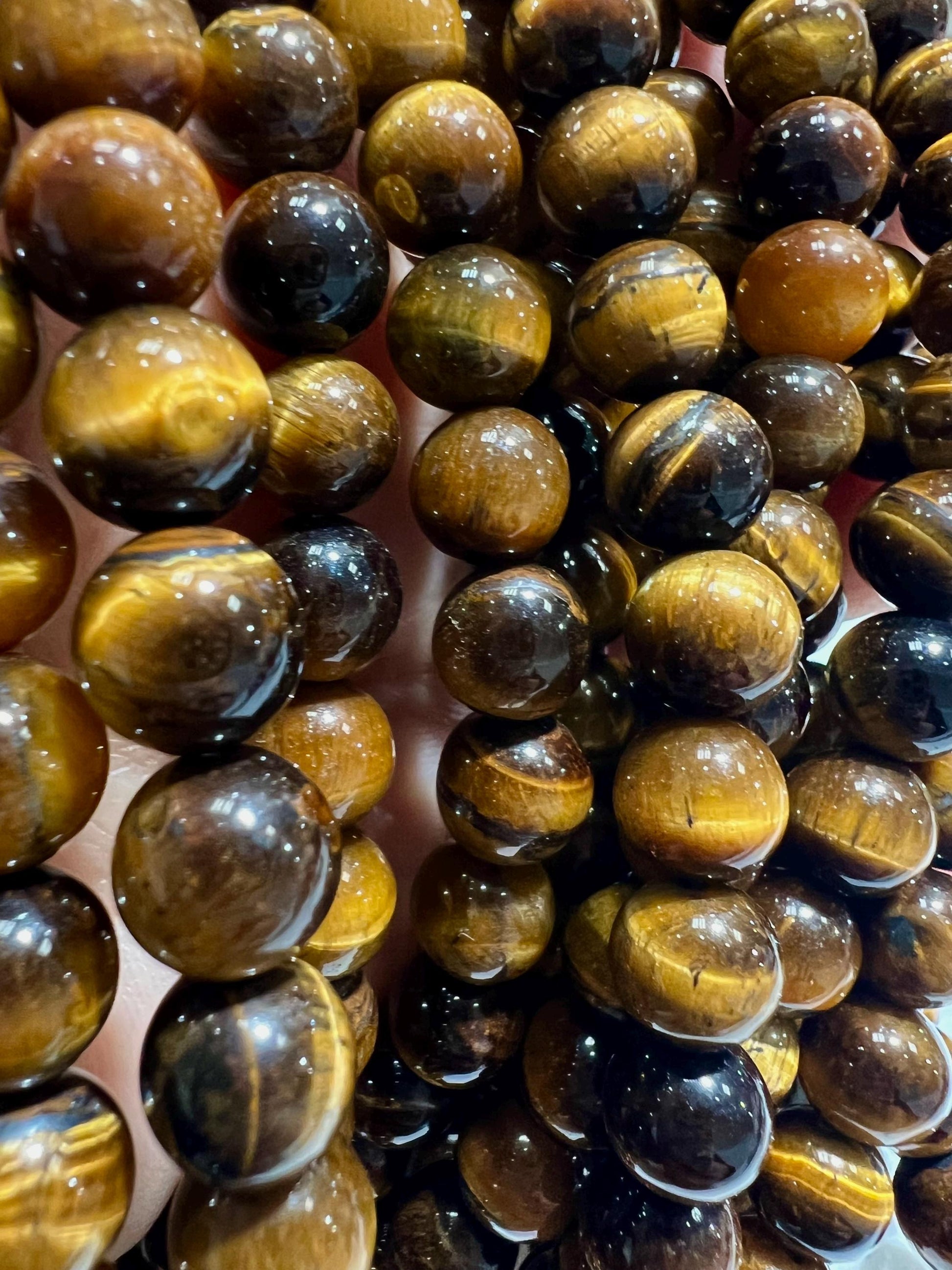 Natural Tiger Eye Brown 8mm Smooth Round Jewelry Making Natural Tiger Eye Gemstone Beads 15" Full Strand AAA quality