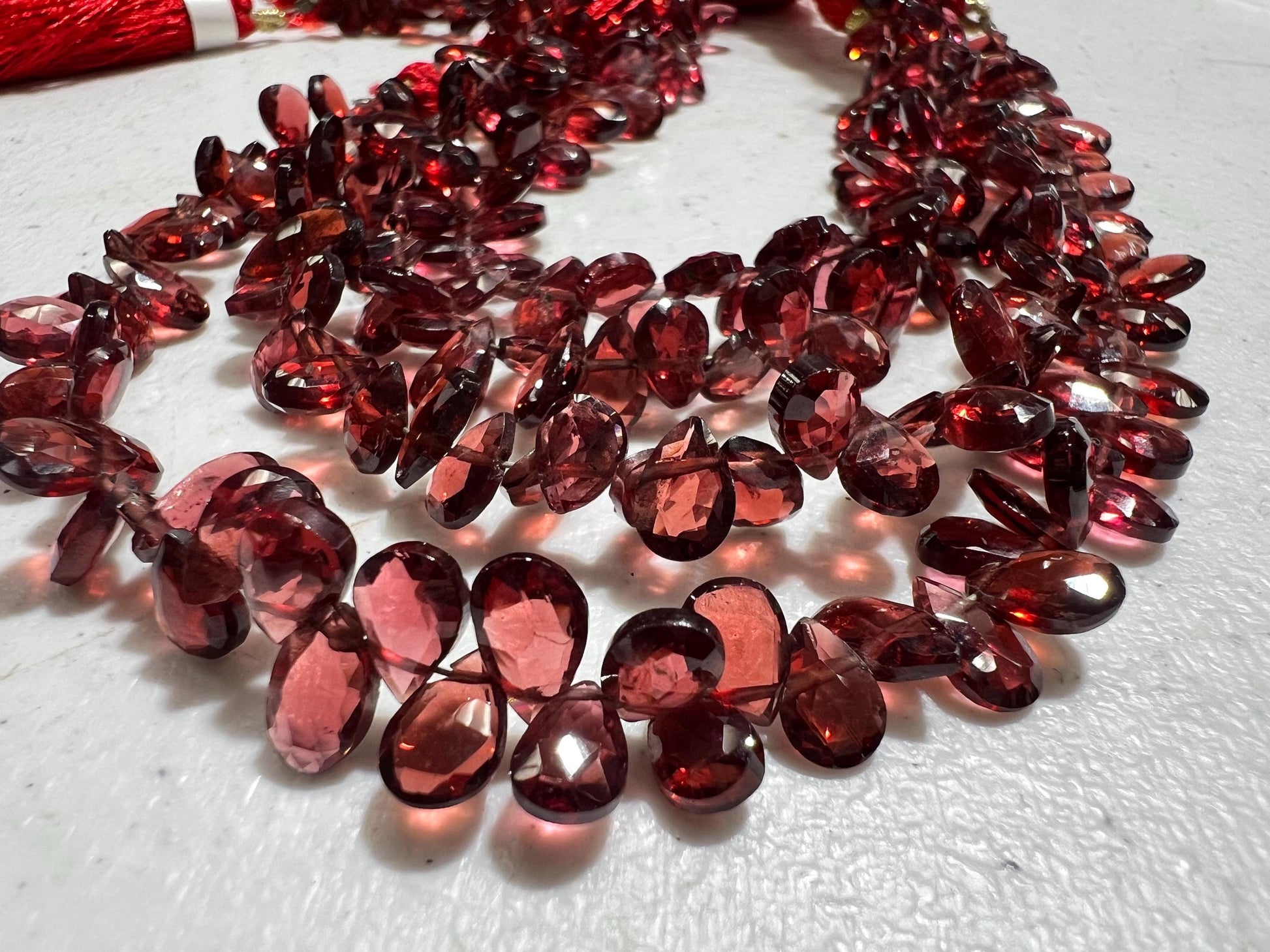 Mozambique Red Garnet Micro Faceted 4-5x6-7mm pear Drop Jewelry Making beads January Birthstone Teardrop Beads