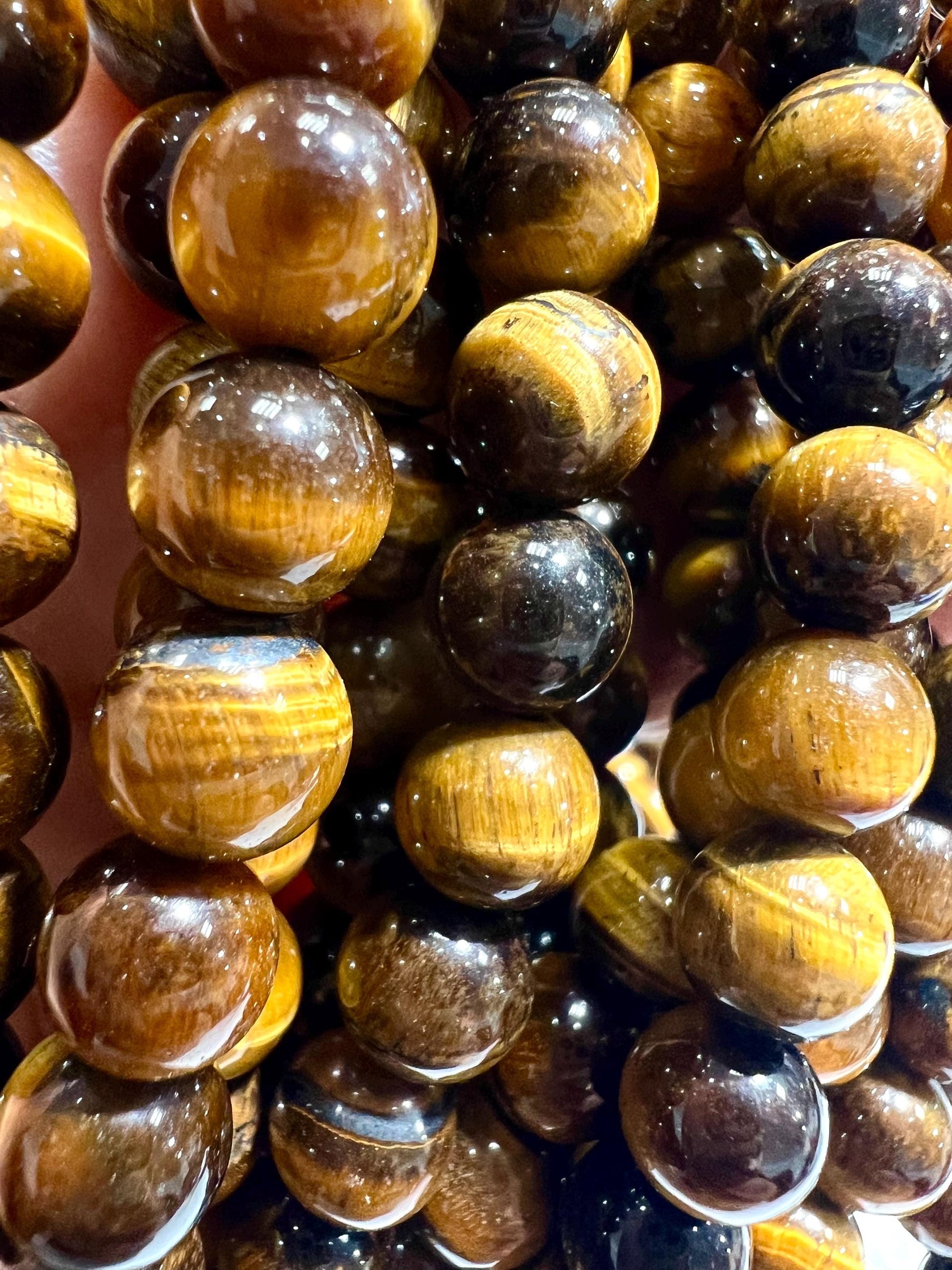 Natural Tiger Eye Brown 8mm Smooth Round Jewelry Making Natural Tiger Eye Gemstone Beads 15" Full Strand AAA quality