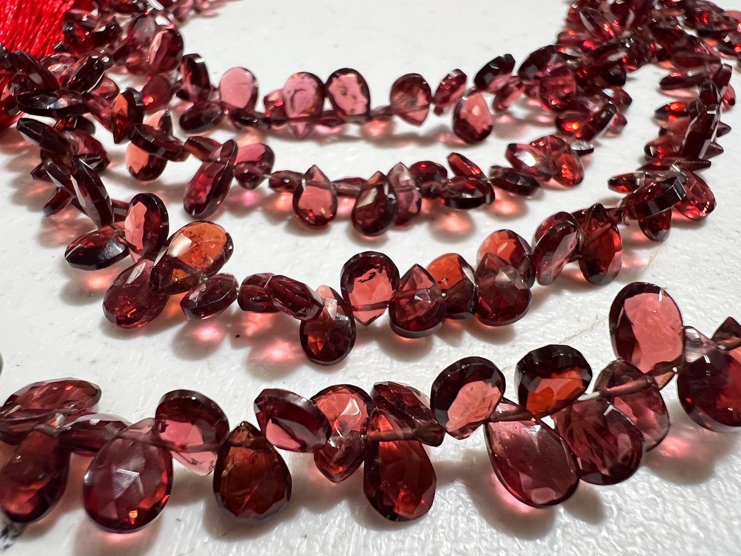 Mozambique Red Garnet Micro Faceted 4-5x6-7mm pear Drop Jewelry Making beads January Birthstone Teardrop Beads