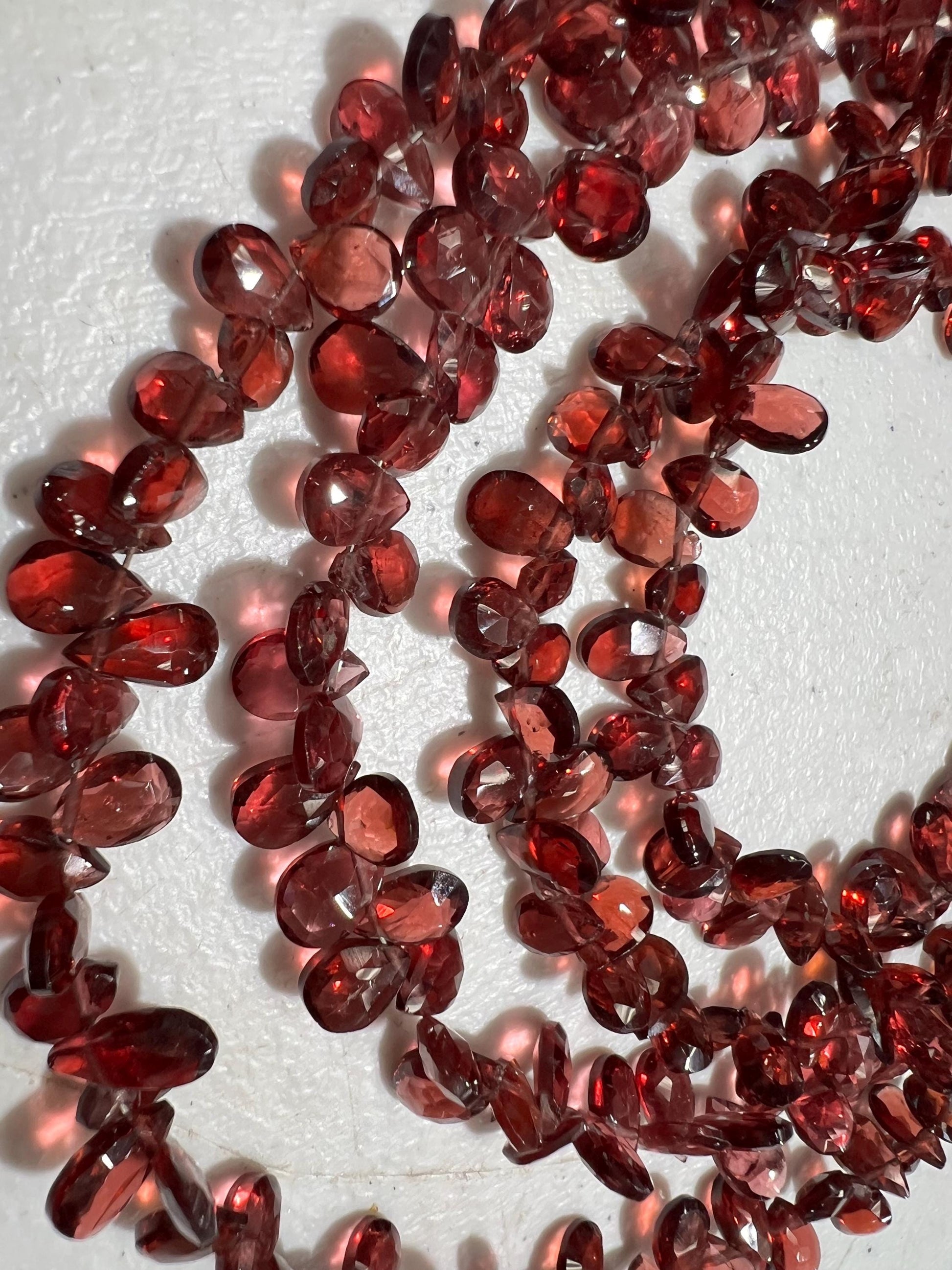 Mozambique Red Garnet Micro Faceted 4-5x6-7mm pear Drop Jewelry Making beads January Birthstone Teardrop Beads