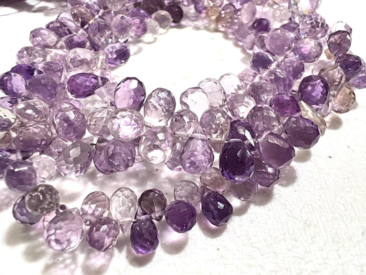 Natural pink Amethyst Faceted Round tear drop Purple shaded drop shape Beads AAA clear quality drop 4”(apprx 40 pcs ),8” approx 80 pcs .