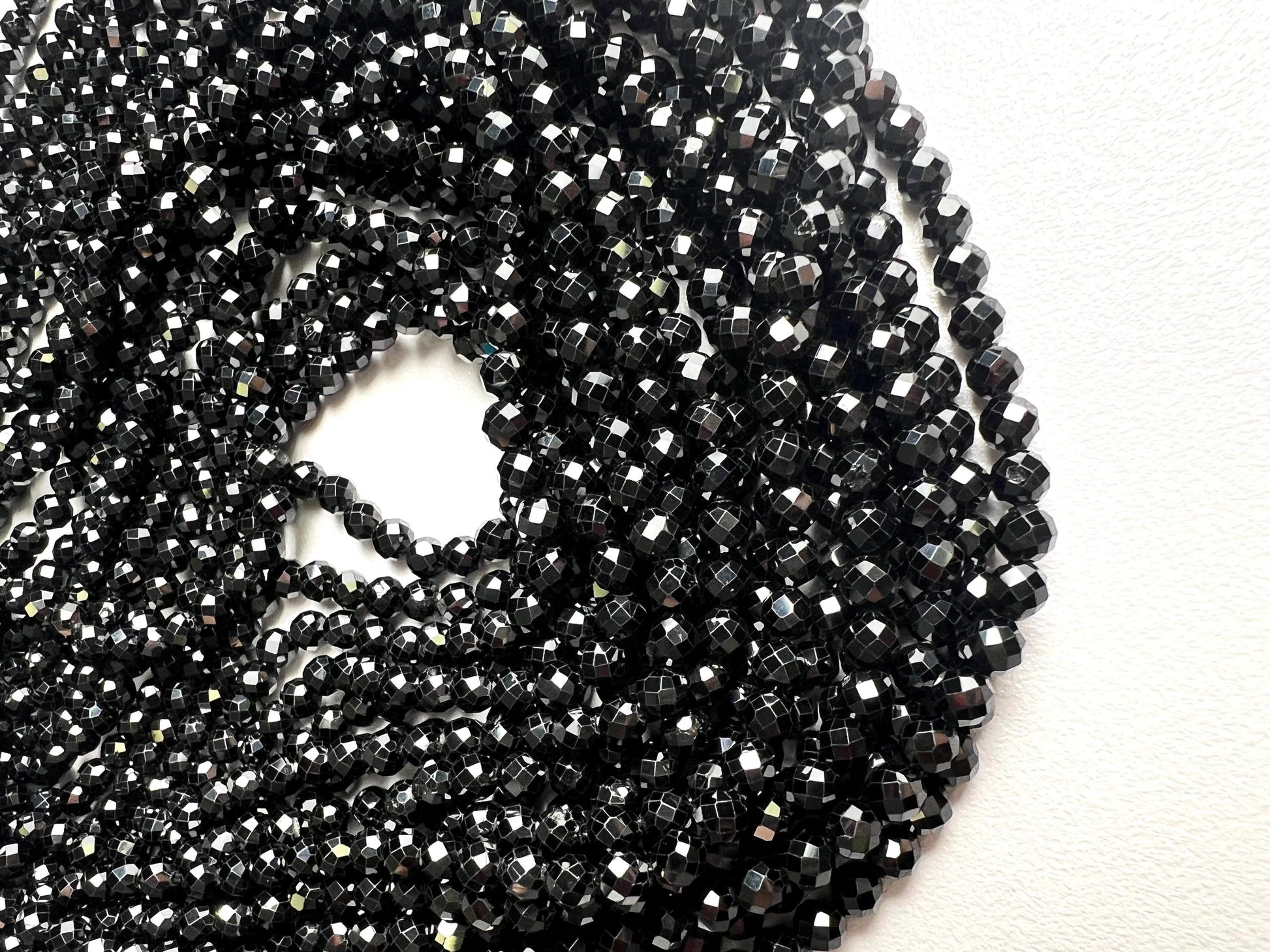 Natural Black Spinel 4mm Round micro faceted AAA quality Gemstone Beads, Jewelry Making 14” full Strand, Single or Bulk