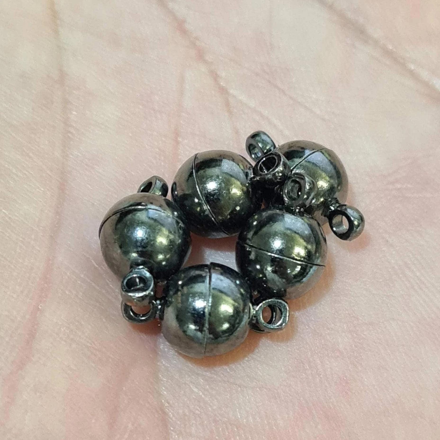 4 sets Mag clasp 8mm round, silver, gold, black and Rose Gold plated brass, good quality, jewelry making clasp