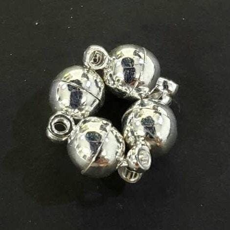 4 sets Ball clasp 6mm small round mag clasp shiny Silver, Gold, Rose Gold, Antique Brass, Antique Copper, plated brass clasp.