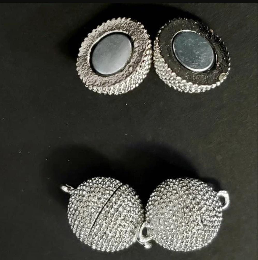 3 sets Ball clasp 8,10,12mm large round silver, gunmetal, gold plated brass, jewelry making Spike ball mag clasp