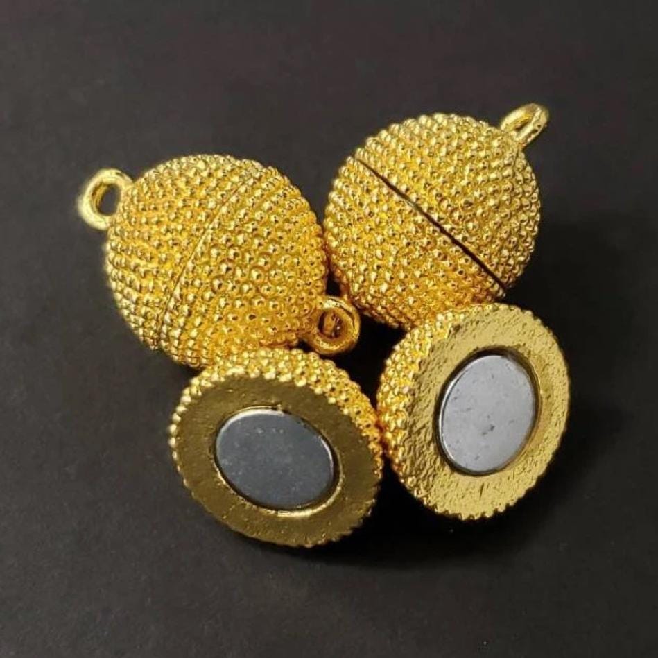 3 sets Ball clasp 8,10,12mm large round silver, gunmetal, gold plated brass, jewelry making Spike ball mag clasp