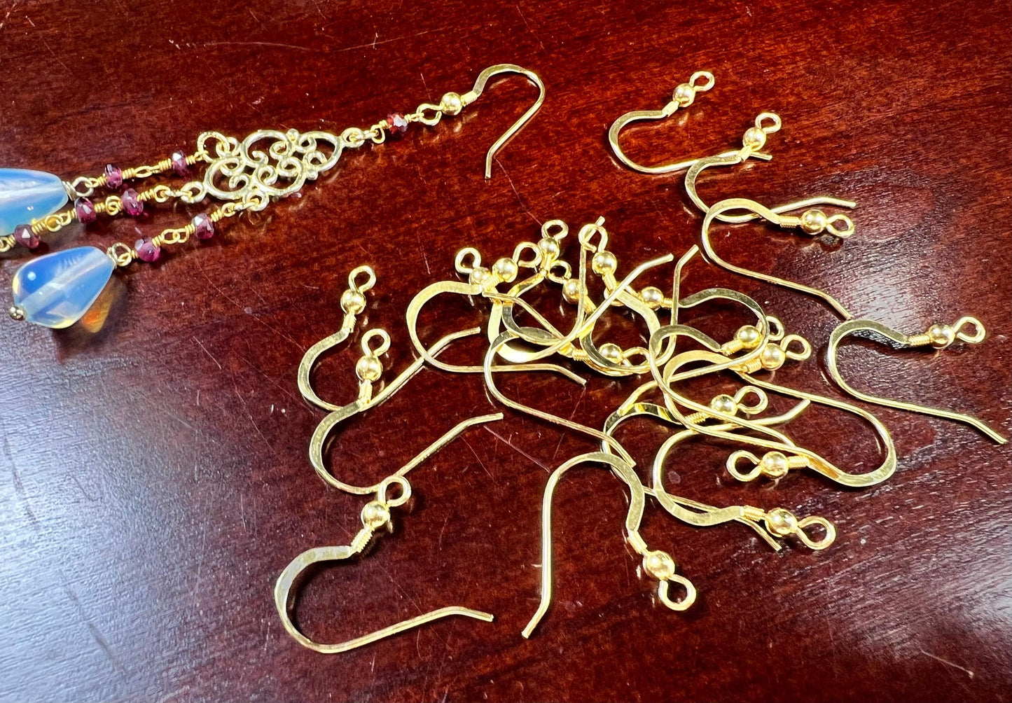 22k gold Vermeil over 925 Sterling Silver French Hook Ball and Coil earwire, earrings making findings, 925 stamped, 1 pair or bulk wholesale