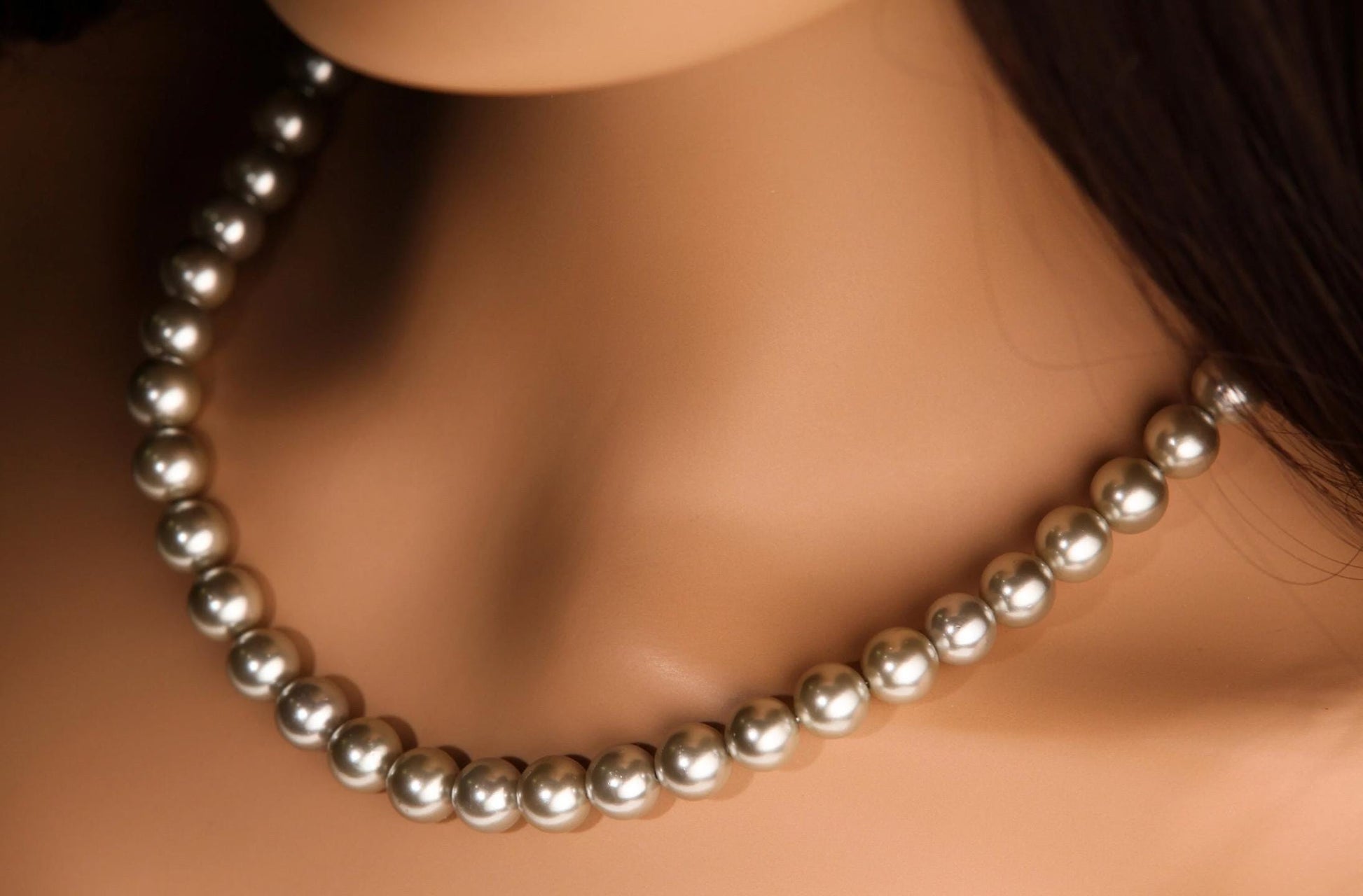 Silver Gray South Sea Shell Pearl 10mm High Luster Statement Necklace with Mag Ball Clasp Necklace, Bridal,elegant Gift