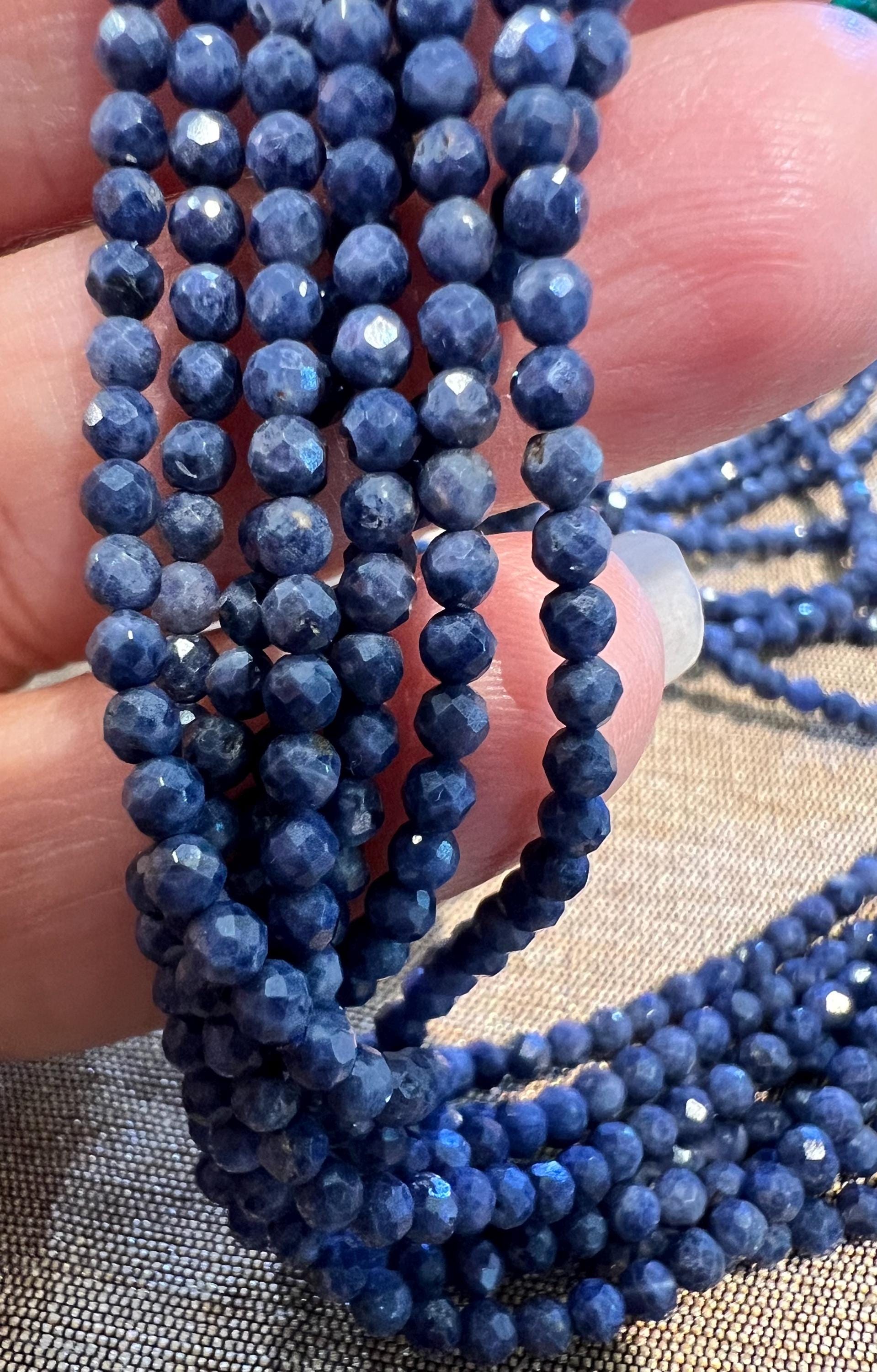 Natural Blue Sapphire Faceted Round 2.5-3mm bead 12.5” full strand for jewelry making Gemstone bead