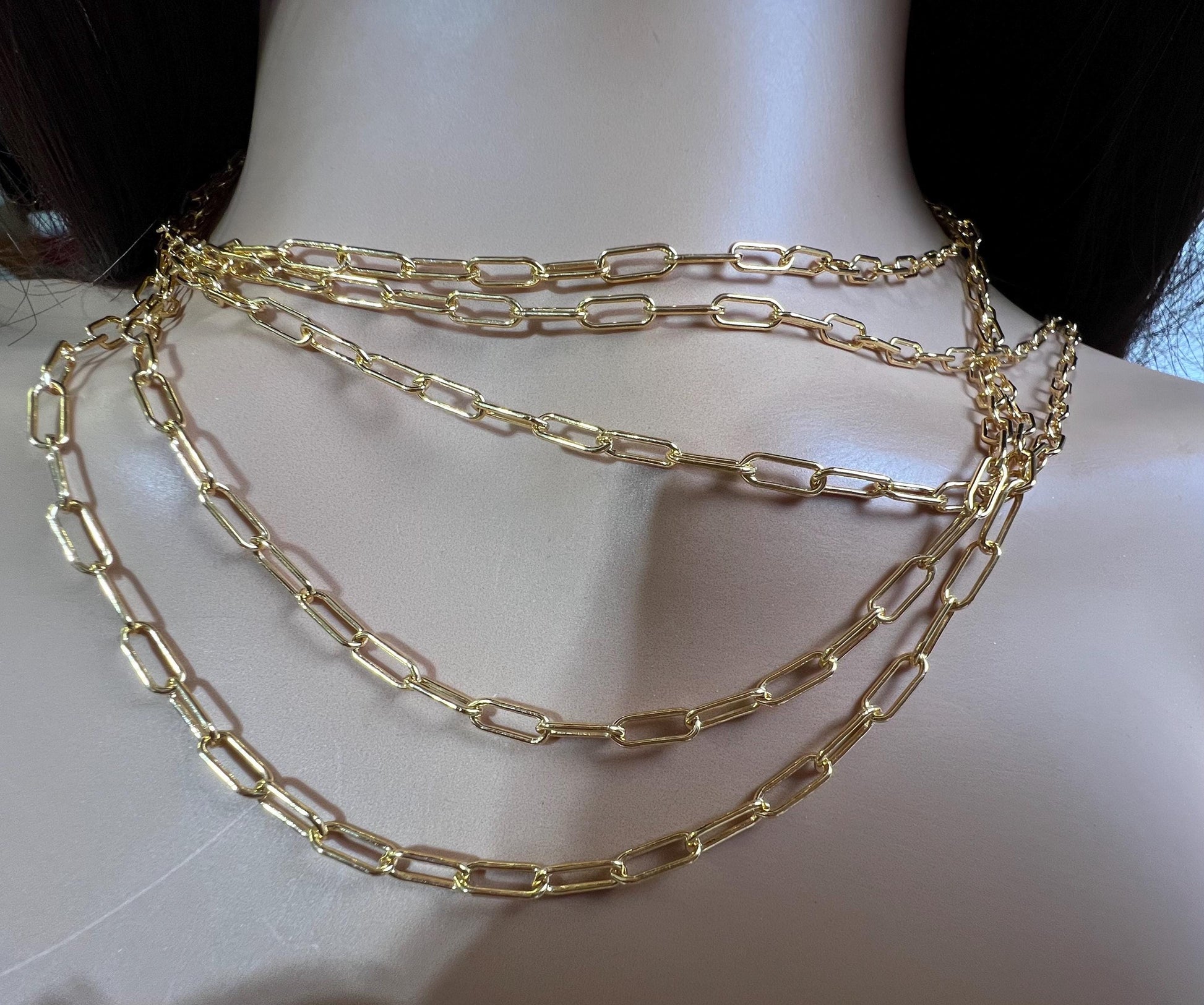 14K Gold Filled Paper Clip Chain 3x8mmJewelry Making Italian Chain by foot. 14/20 gold filled. High quality 2 gram each foot weight .