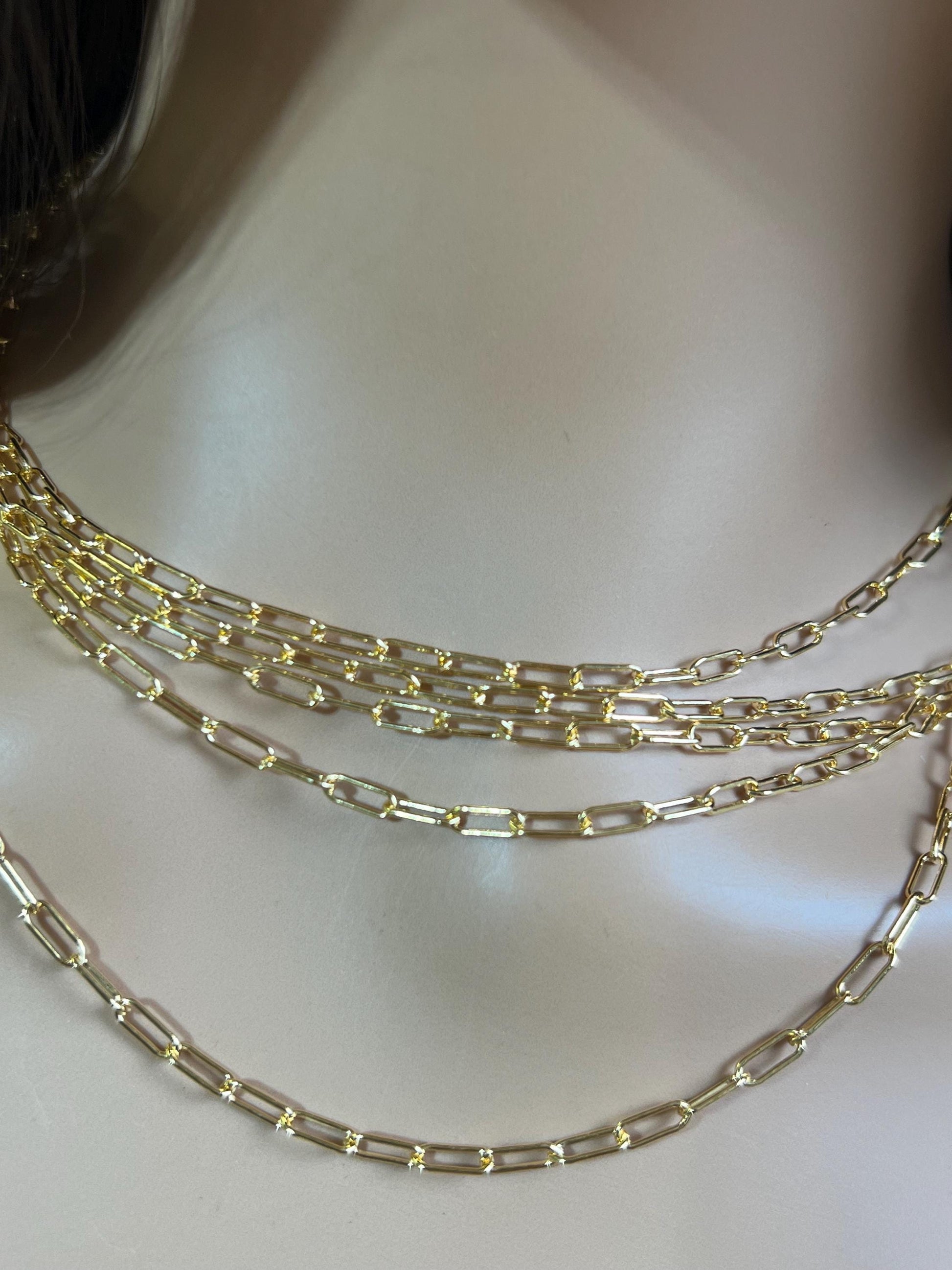 14K Gold Filled Paper Clip Chain 3x8mmJewelry Making Italian Chain by foot. 14/20 gold filled. High quality 2 gram each foot weight .