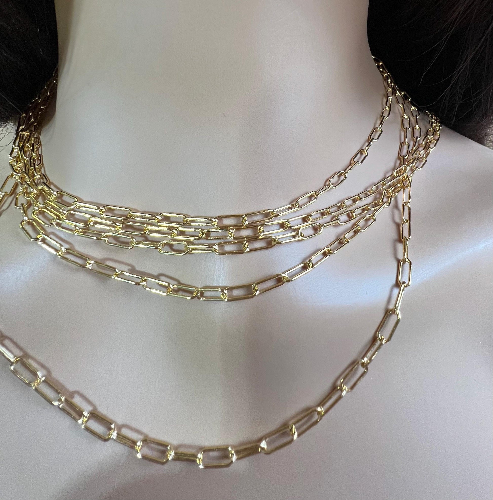 14K Gold Filled Paper Clip Chain 3x8mmJewelry Making Italian Chain by foot. 14/20 gold filled. High quality 2 gram each foot weight .