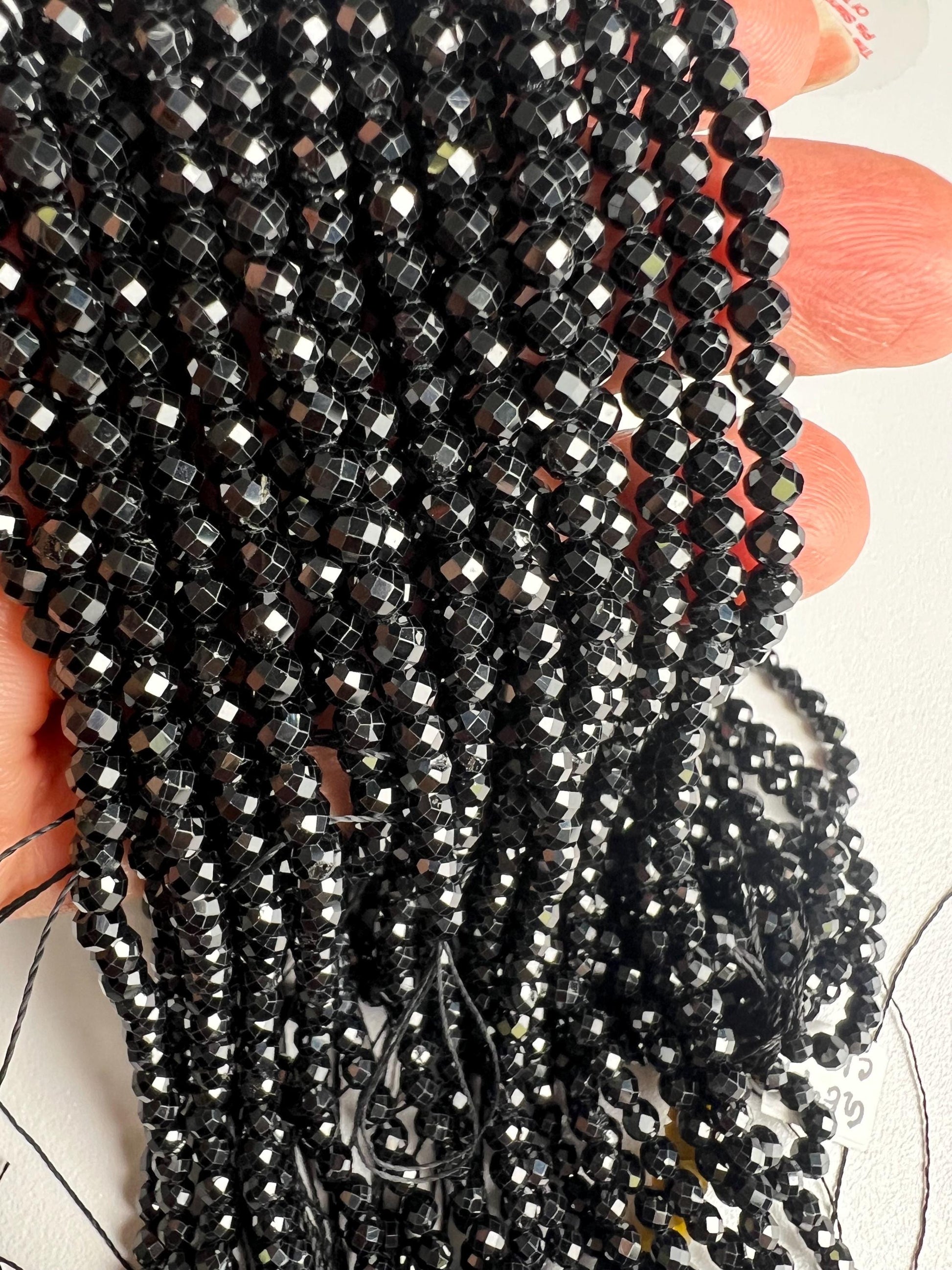 Genuine Black Spinel 3mm,4mm AAA Micro Faceted Diamond Cut 925 Sterling Silver Men's Necklace 20"-46" in length handmade gift