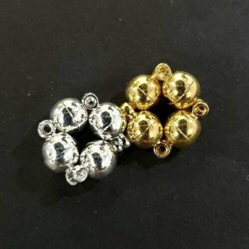 4 sets Ball clasp 6mm small round mag clasp shiny Silver, Gold, Rose Gold, Antique Brass, Antique Copper, plated brass clasp.