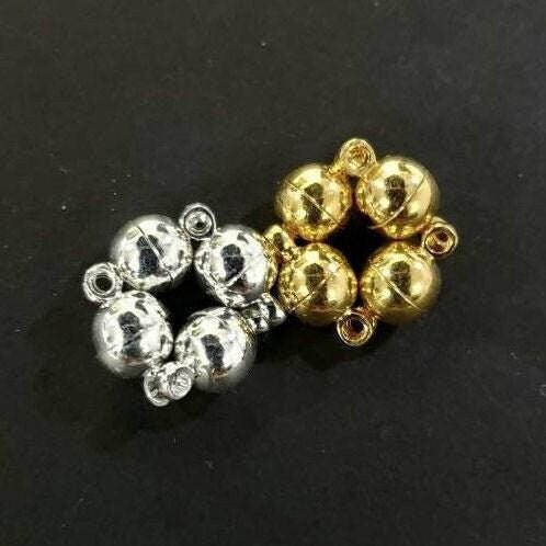 4 sets Ball clasp 6mm small round mag clasp shiny Silver, Gold, Rose Gold, Antique Brass, Antique Copper, plated brass clasp.