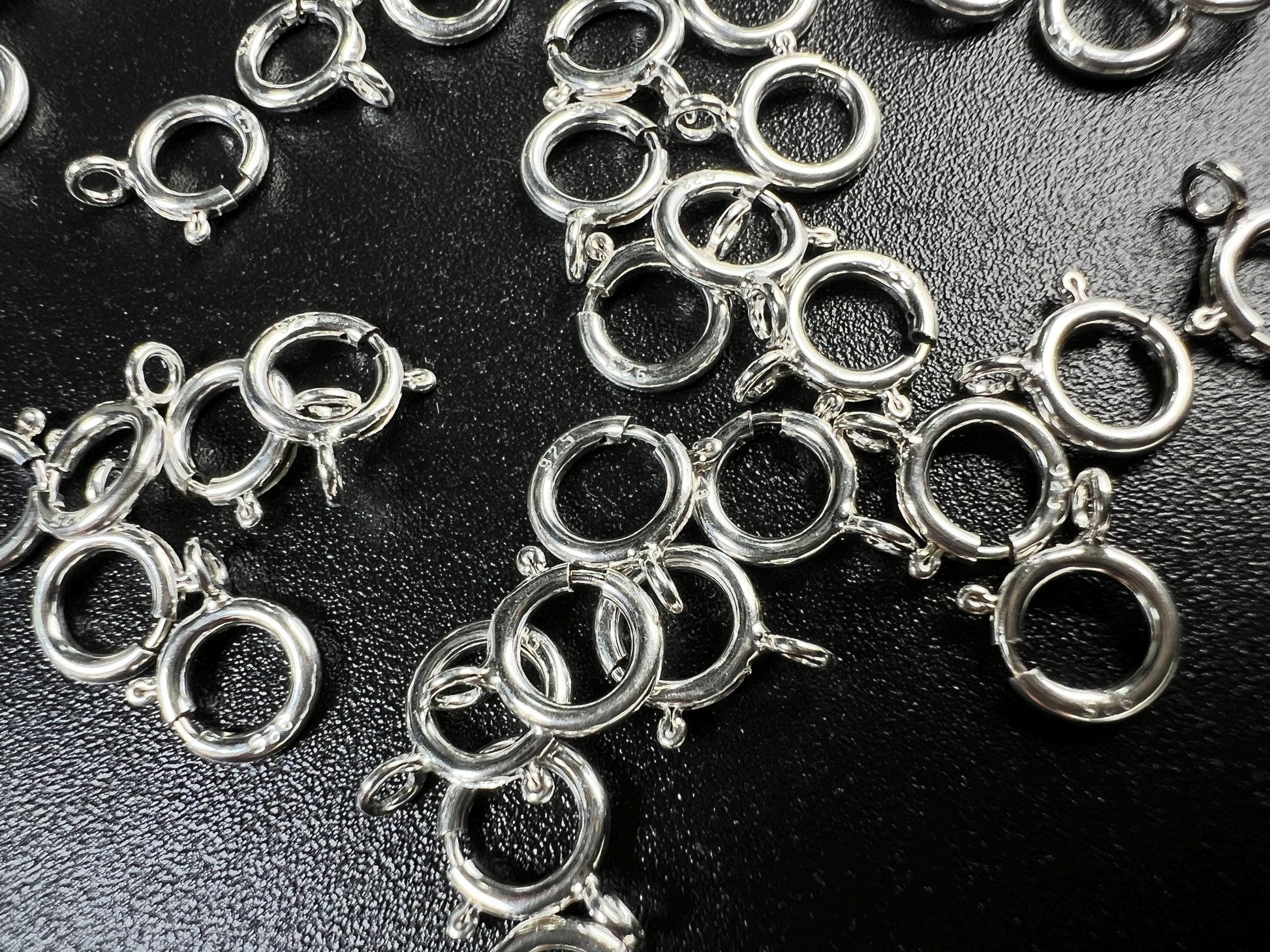 5 pieces 925 Sterling Silver 6mm Spring Ring Clasp with close Ring, Made In USA Jewelry Making clasp Findings,925 stamped
